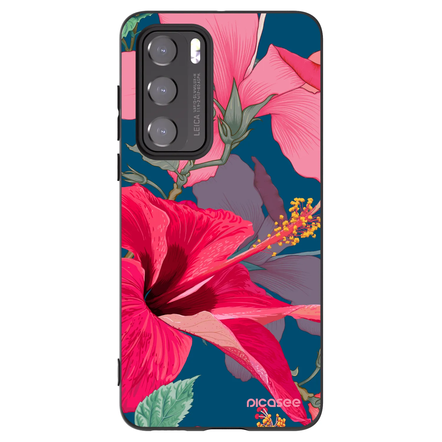 Picasee husă neagră din silicon pentru Huawei P40 - Hibiscus