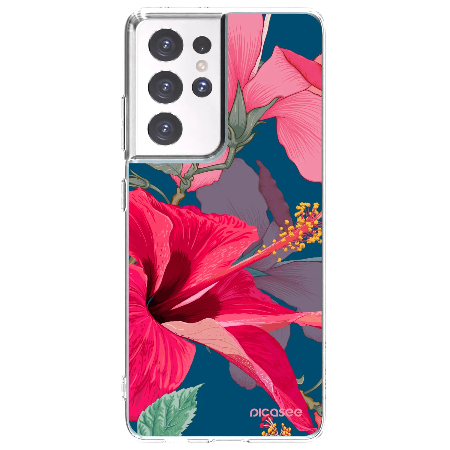 Picasee husă transparentă din silicon pentru Samsung Galaxy S21 Ultra 5G G998B - Hibiscus