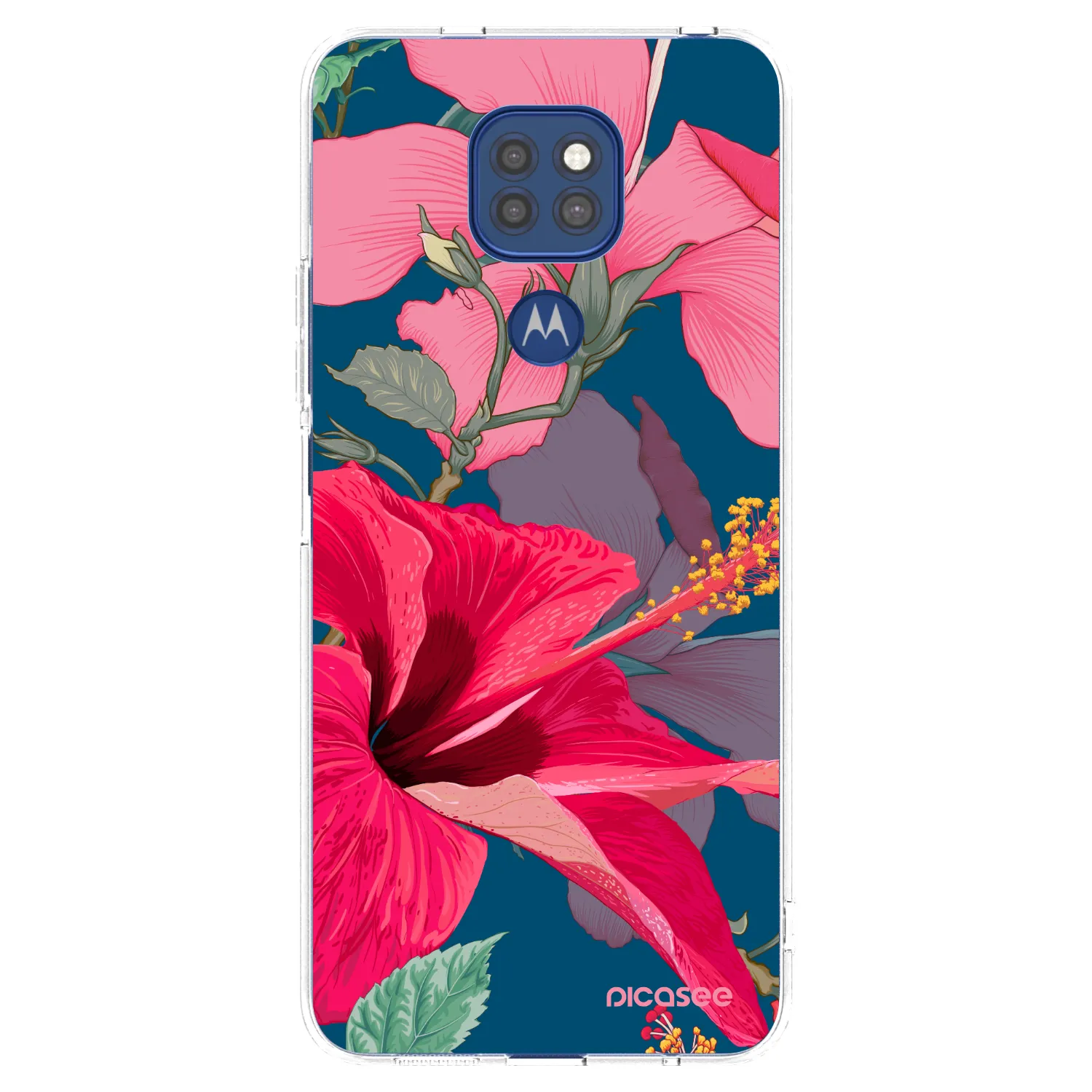 Picasee husă transparentă din silicon pentru Motorola Moto G9 Play - Hibiscus