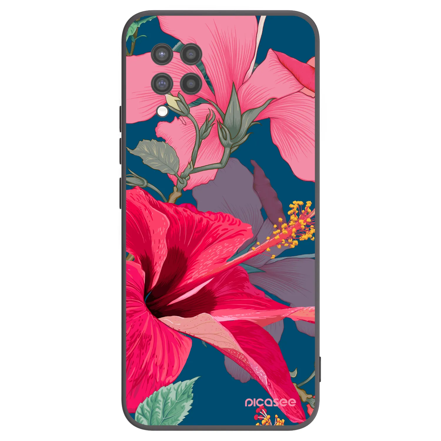 Picasee husă neagră din silicon pentru Samsung Galaxy A42 A426B - Hibiscus