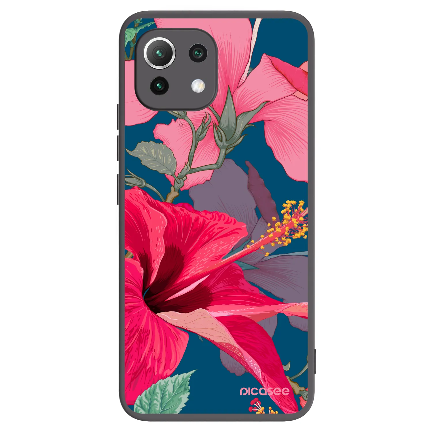 Picasee husă neagră din silicon pentru Xiaomi Mi 11 Lite - Hibiscus
