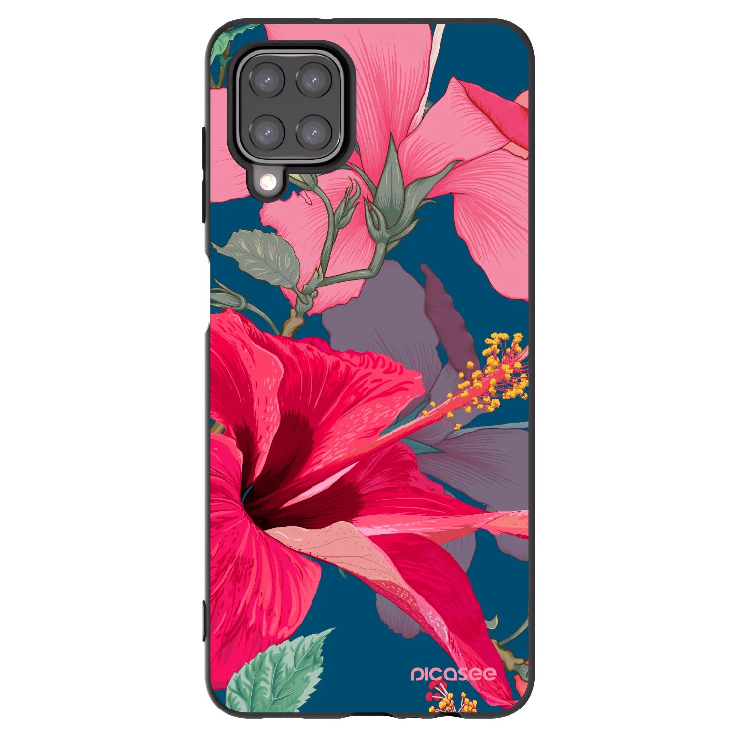 Picasee husă neagră din silicon pentru Samsung Galaxy M12 M127F - Hibiscus