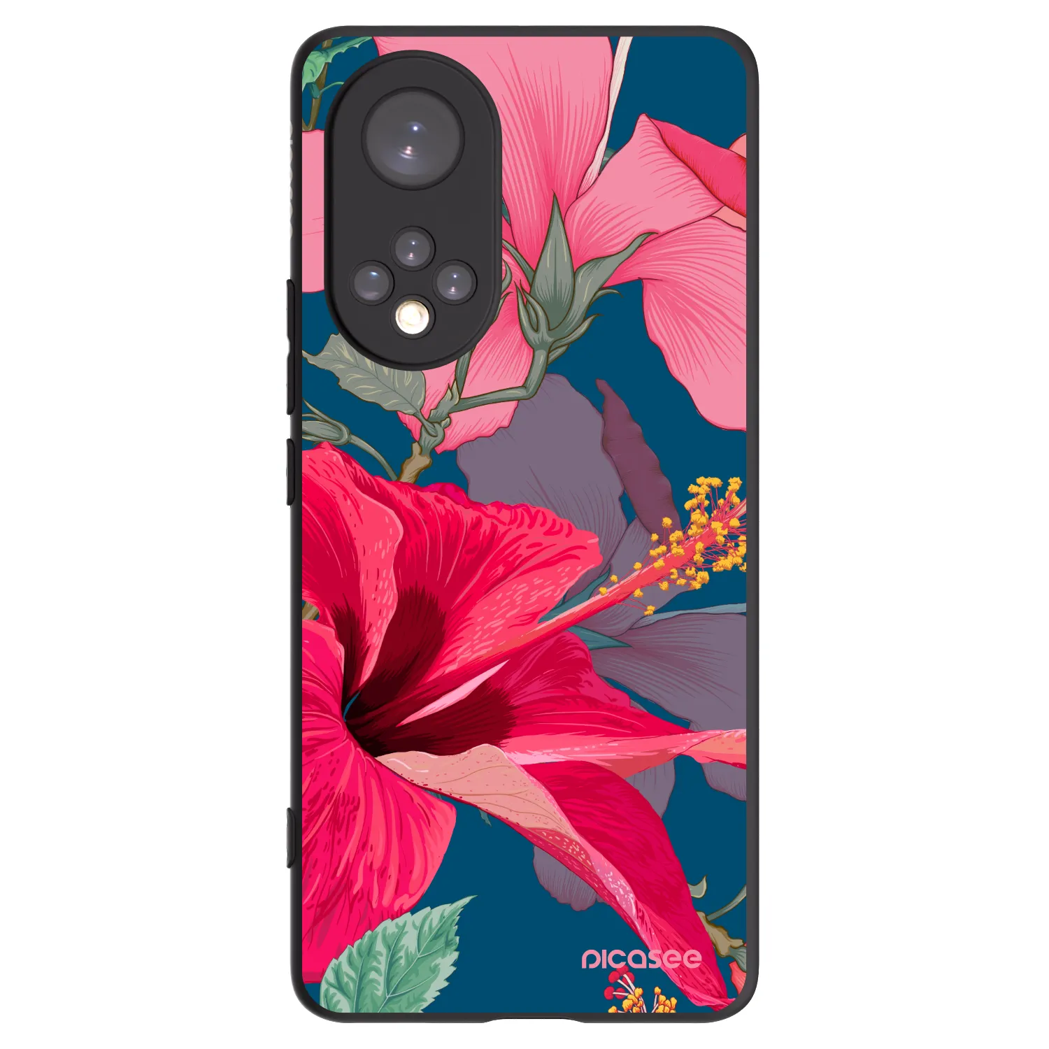 Picasee husă neagră din silicon pentru Huawei Nova 9 - Hibiscus