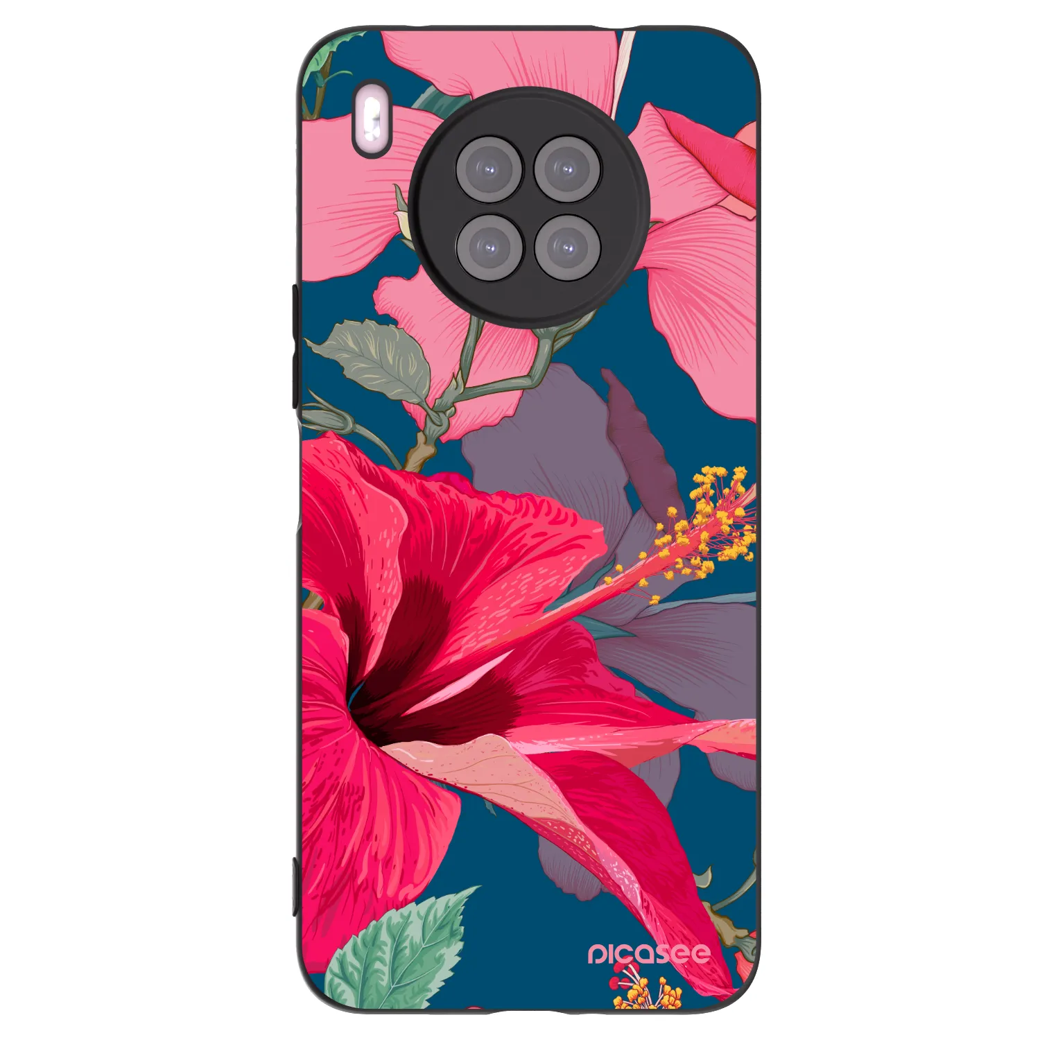 Picasee husă neagră din silicon pentru Huawei Nova 8i - Hibiscus