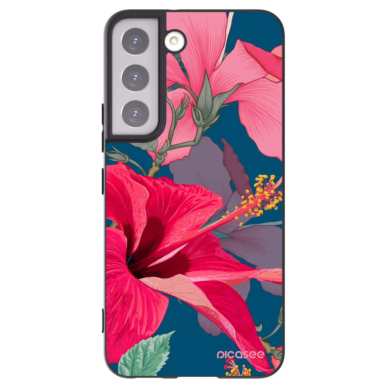 Picasee husă neagră din silicon pentru Samsung Galaxy S22 5G - Hibiscus