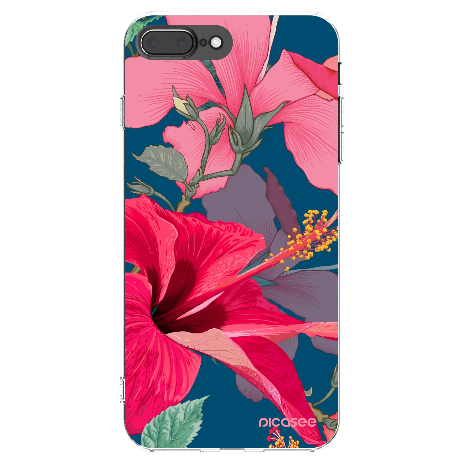 Picasee husă transparentă din silicon pentru Apple iPhone 7 Plus - Hibiscus