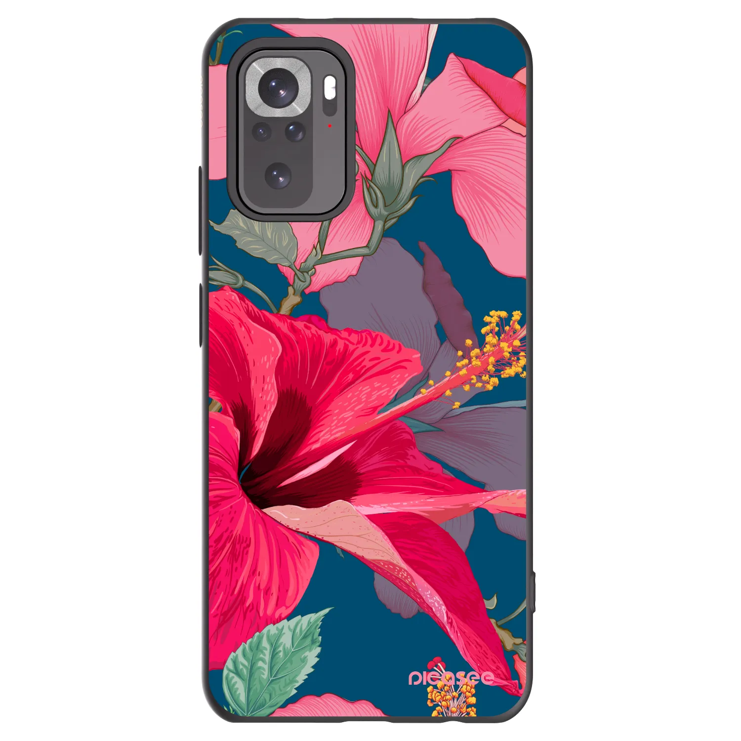 Picasee husă neagră din silicon pentru Xiaomi Redmi Note 11S 4G - Hibiscus