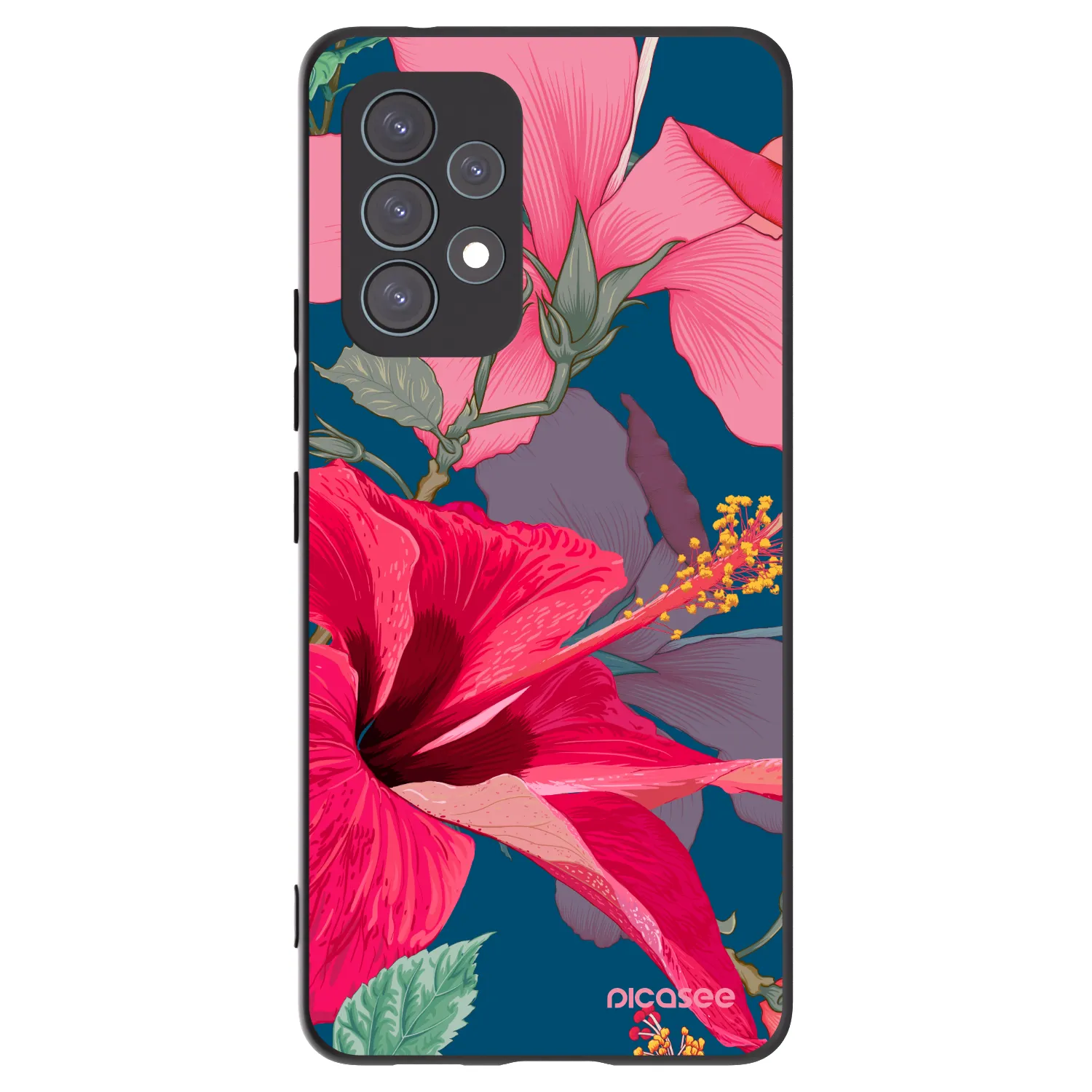 Picasee husă neagră din silicon pentru Samsung Galaxy A53 5G A536 - Hibiscus