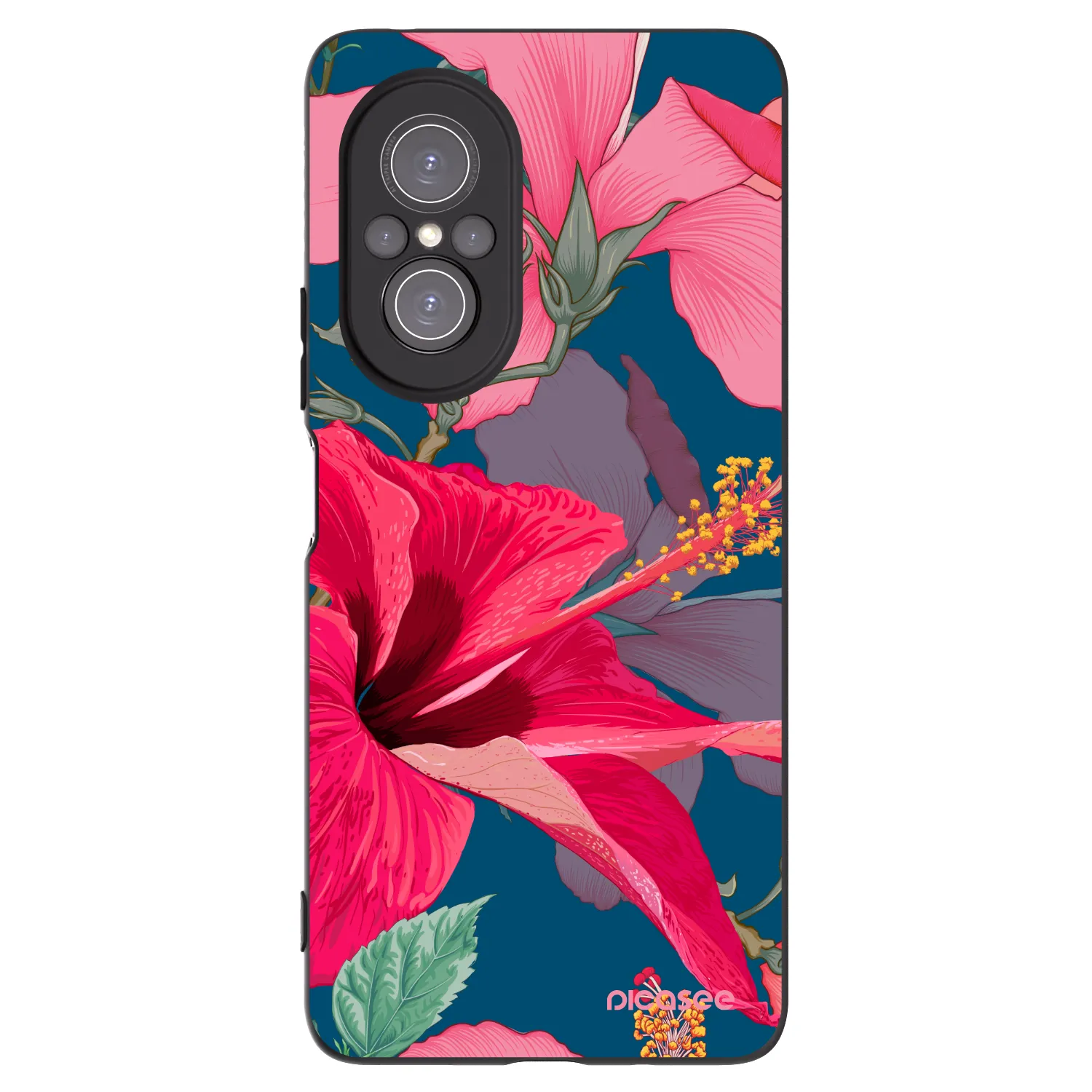 Picasee husă neagră din silicon pentru Huawei Nova 9 SE - Hibiscus