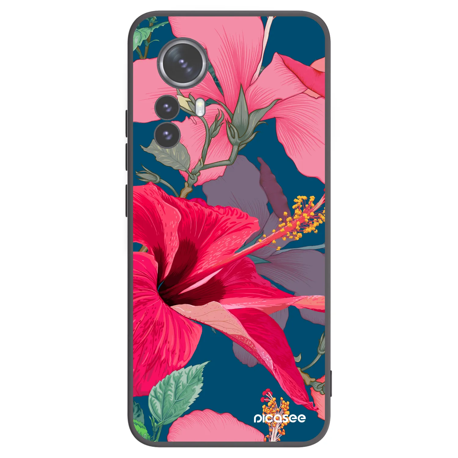 Picasee husă neagră din silicon pentru Xiaomi 12 Pro - Hibiscus