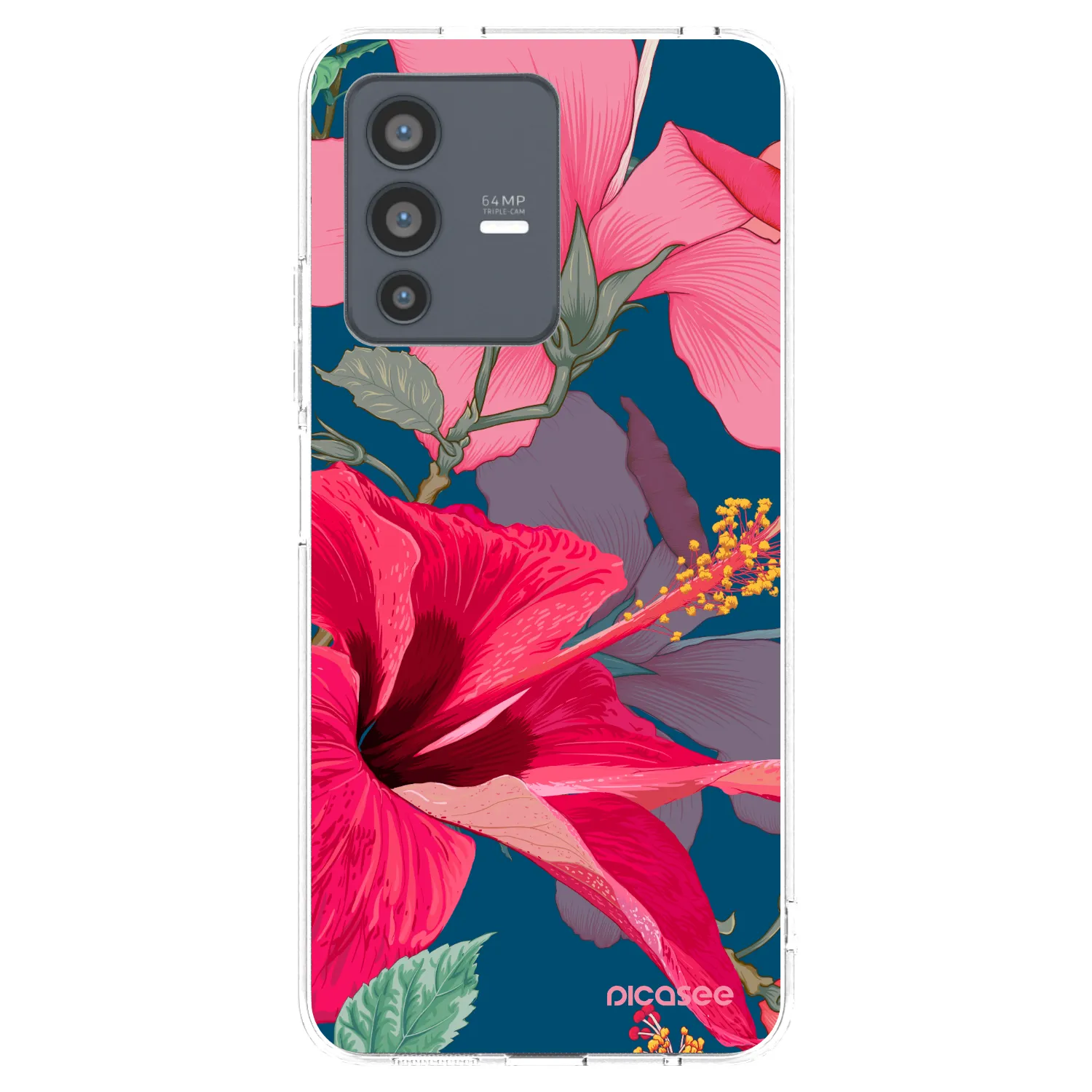 Picasee husă transparentă din silicon pentru Vivo V23 5G - Hibiscus