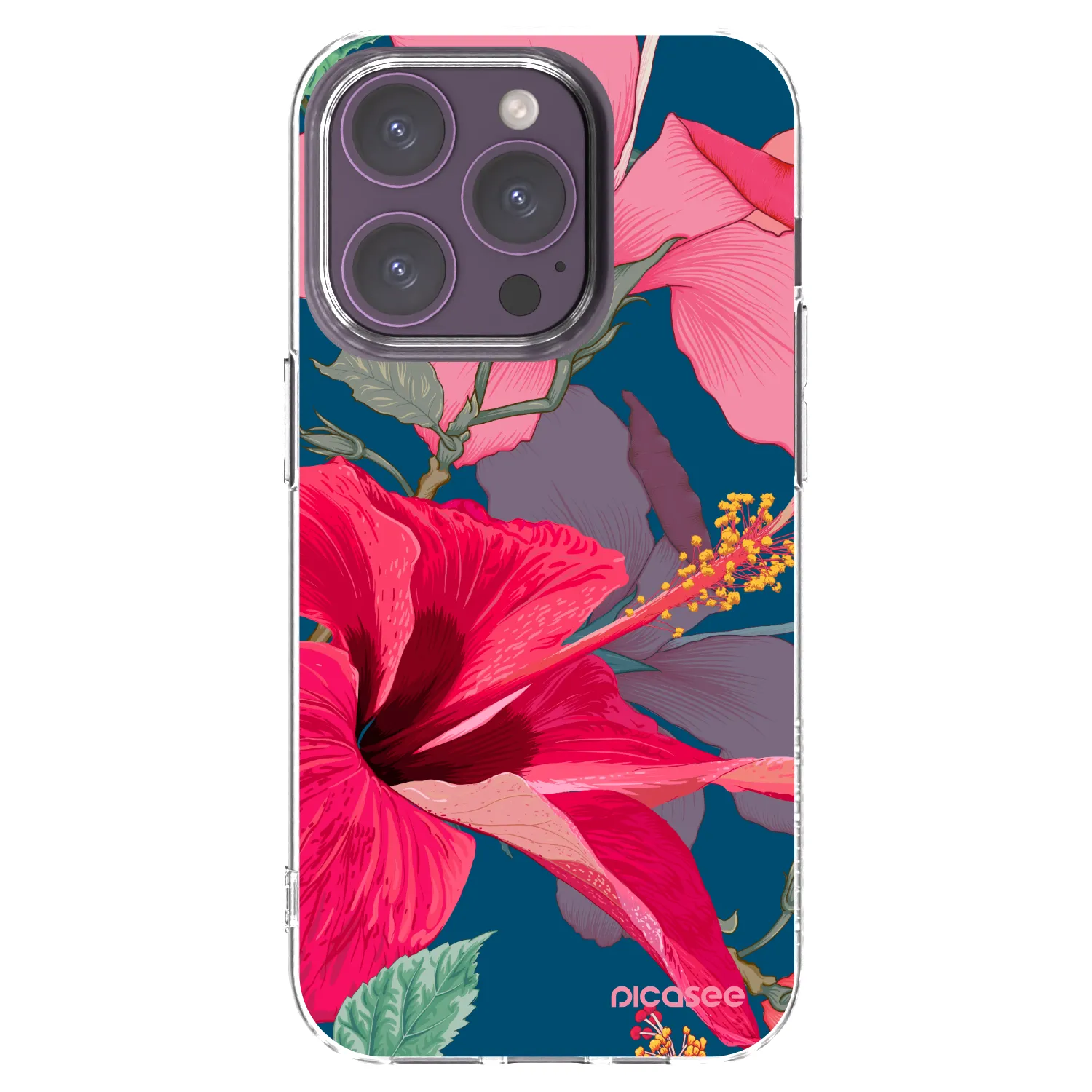 Picasee husă transparentă din silicon pentru Apple iPhone 14 Pro - Hibiscus
