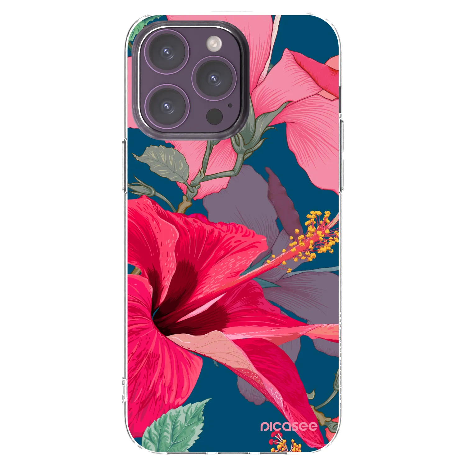 Picasee husă transparentă din silicon pentru Apple iPhone 14 Pro Max - Hibiscus