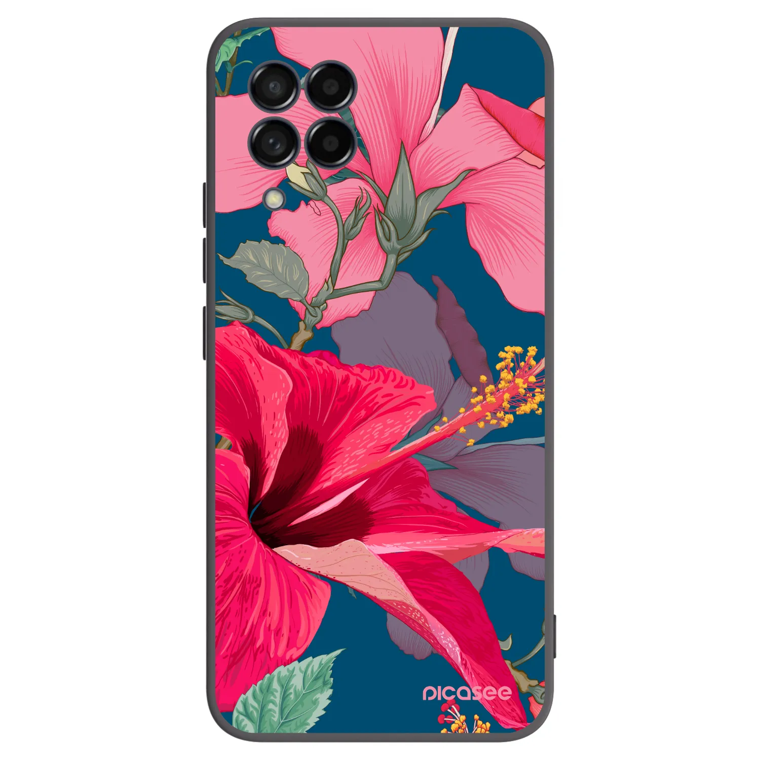 Picasee husă neagră din silicon pentru Samsung Galaxy M53 5G - Hibiscus