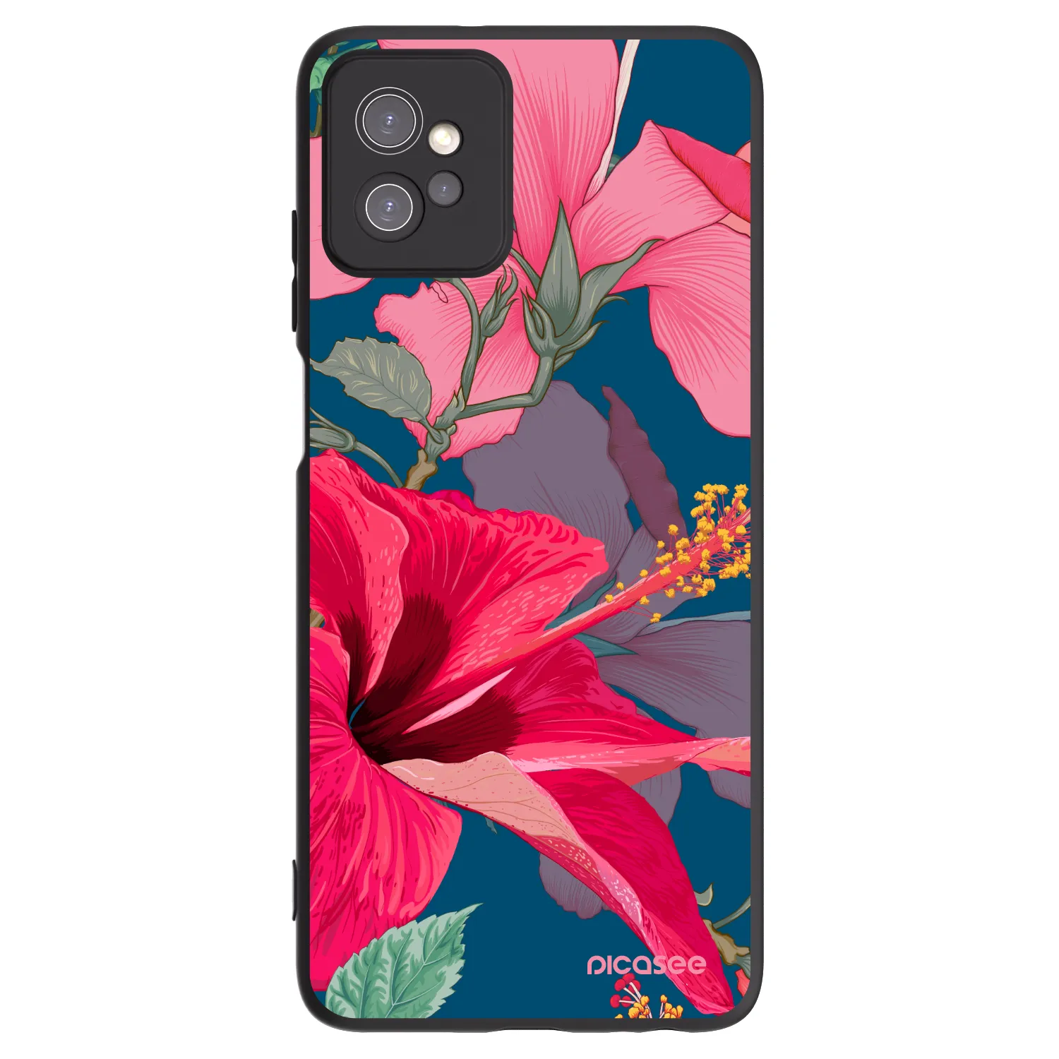 Picasee husă neagră din silicon pentru Motorola Moto G32 - Hibiscus