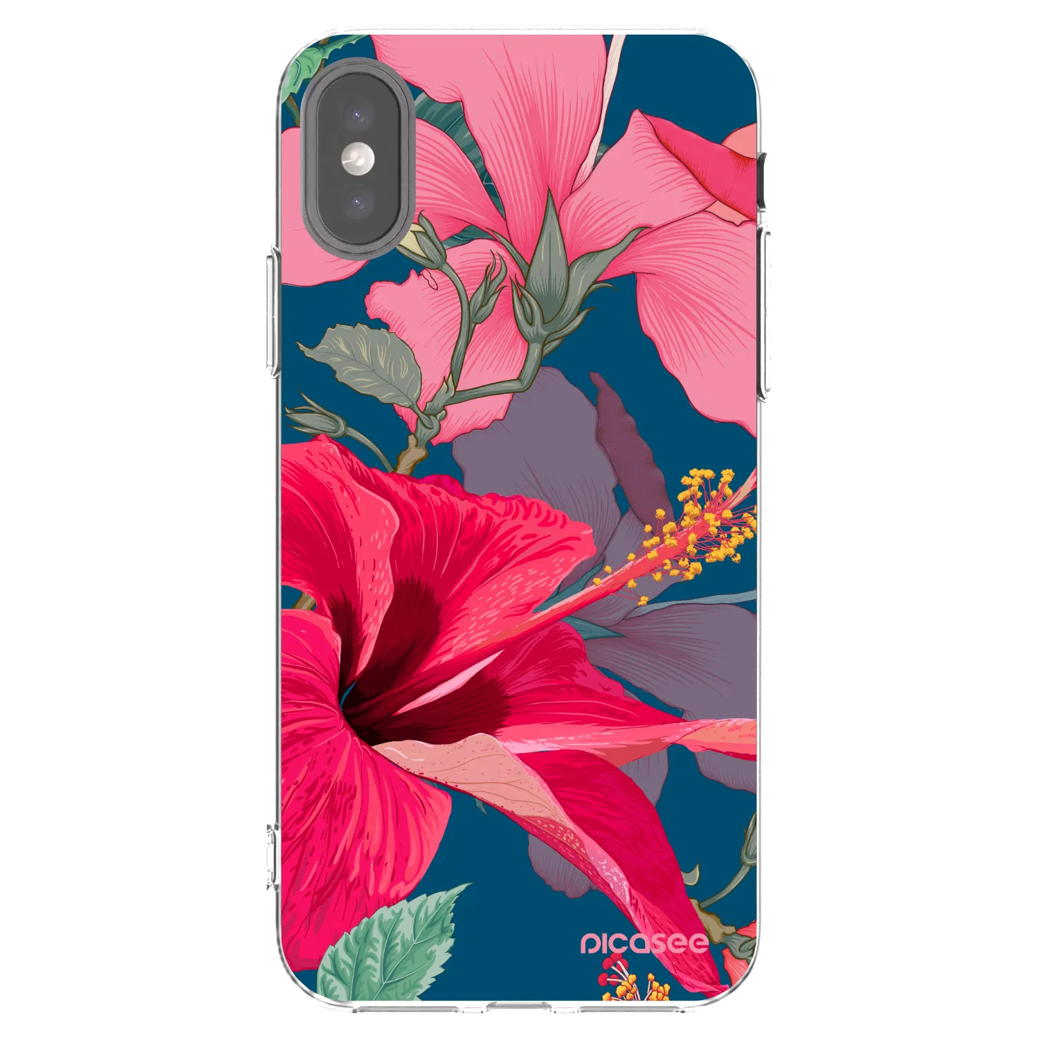 Picasee husă transparentă din silicon pentru Apple iPhone X/XS - Hibiscus