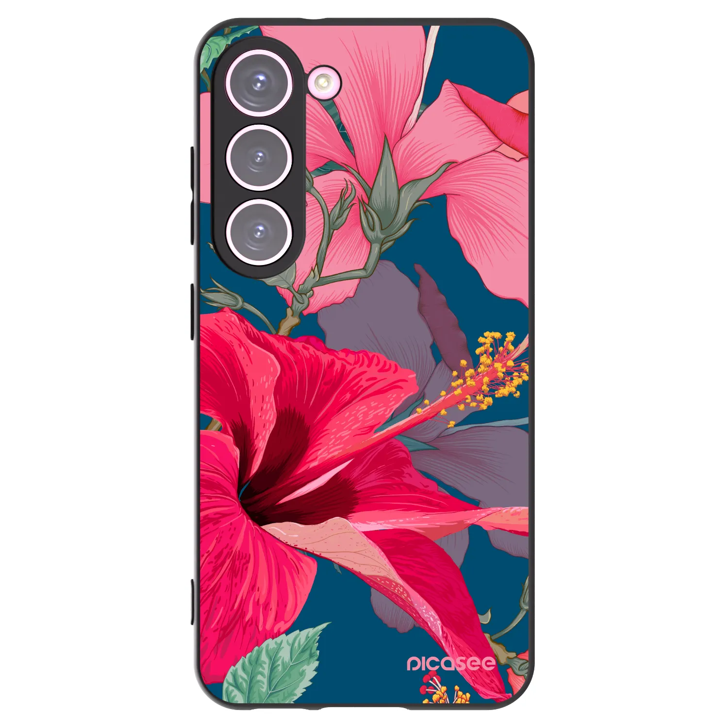 Picasee husă neagră din silicon pentru Samsung Galaxy S23 5G - Hibiscus