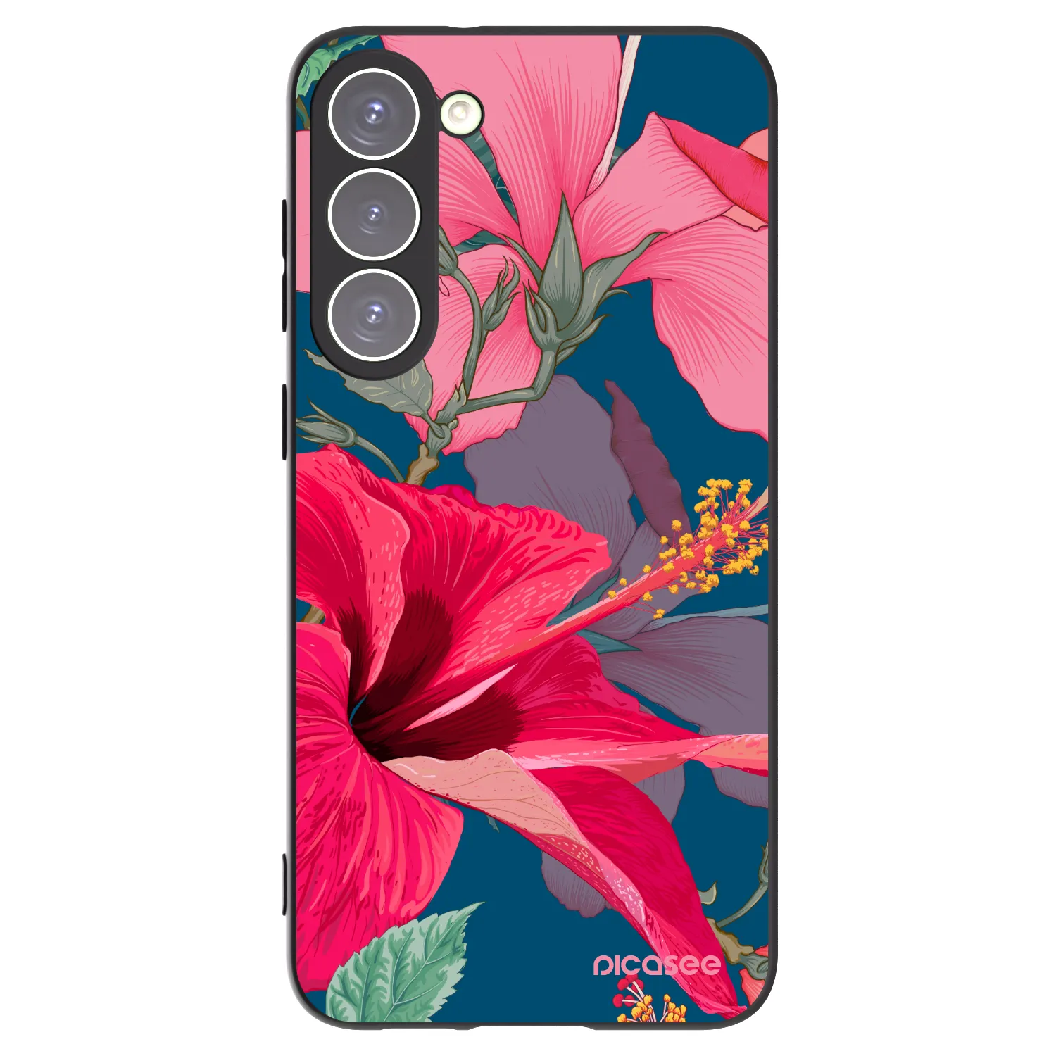 Picasee husă neagră din silicon pentru Samsung Galaxy S23+ 5G - Hibiscus