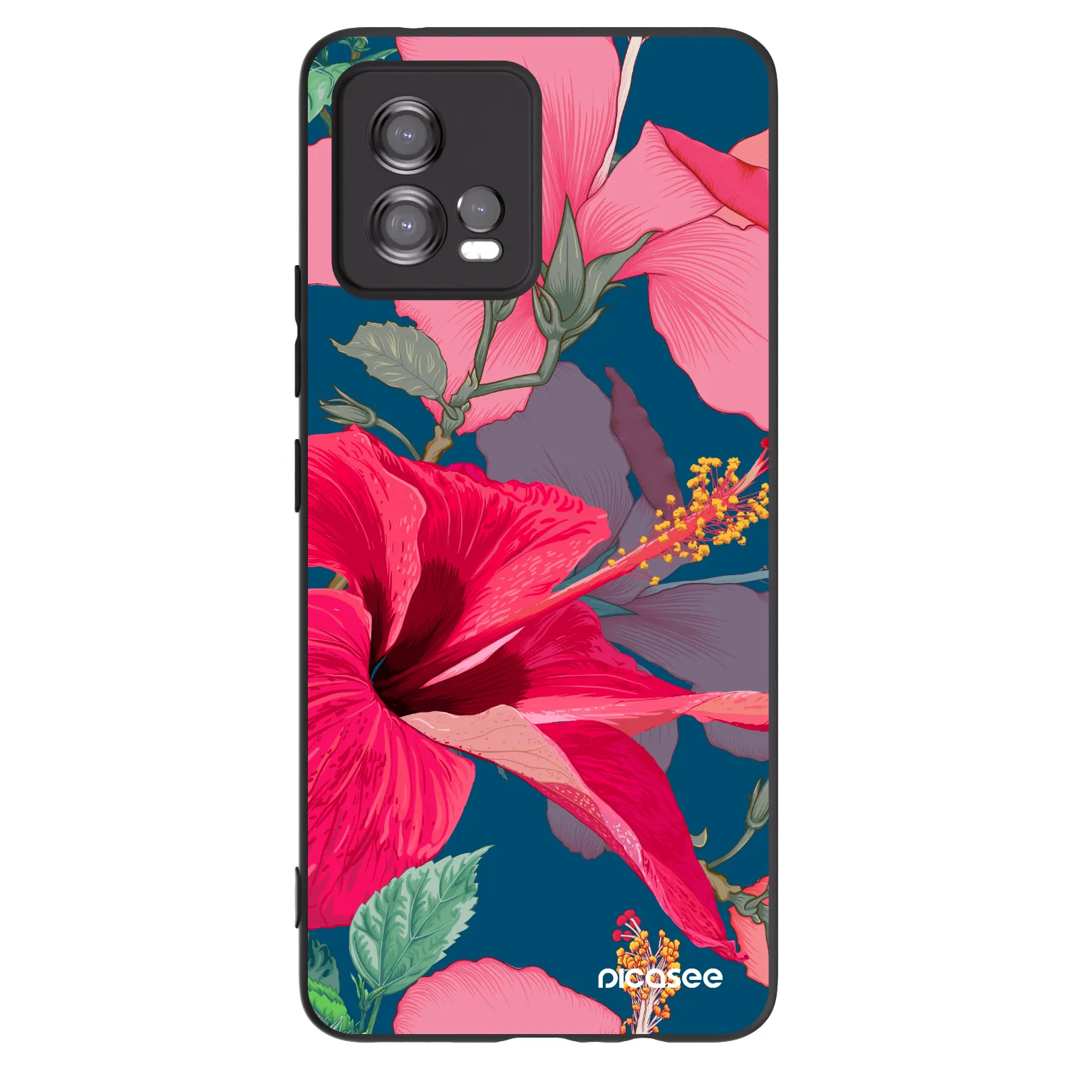 Picasee husă neagră din silicon pentru Motorola Moto G72 - Hibiscus