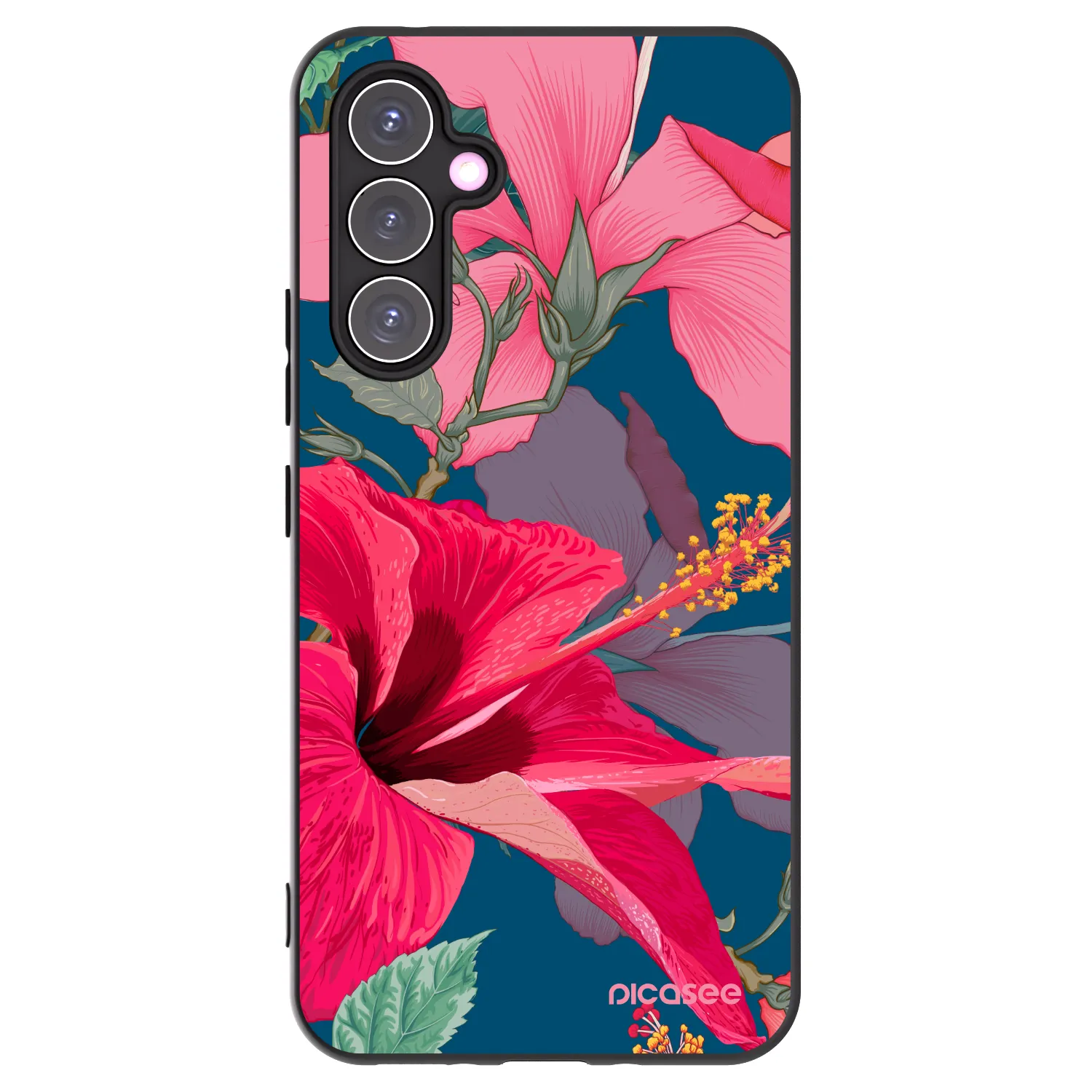 Picasee husă neagră din silicon pentru Samsung Galaxy A54 5G A546B - Hibiscus