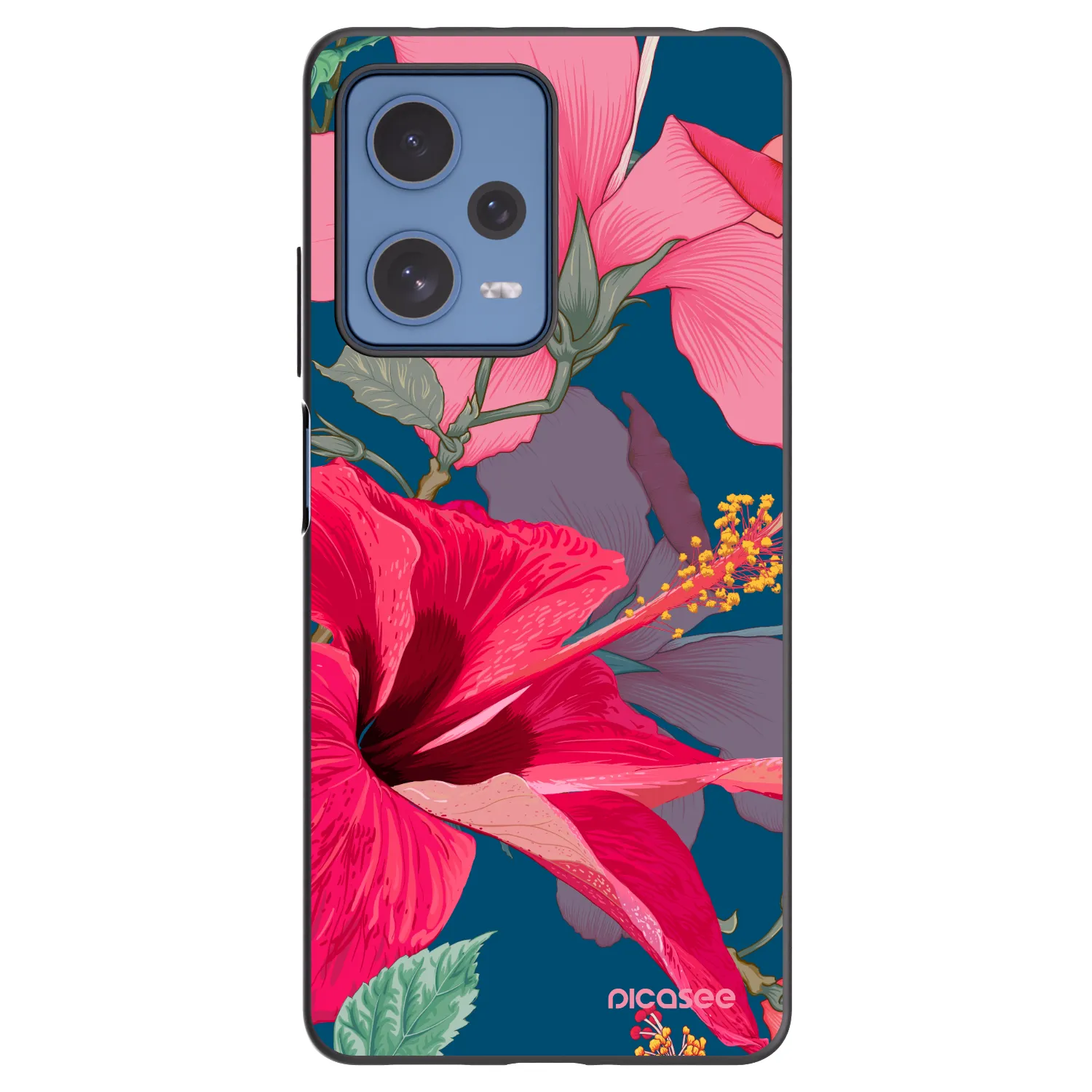 Picasee husă neagră din silicon pentru Xiaomi Redmi Note 12 Pro 5G - Hibiscus