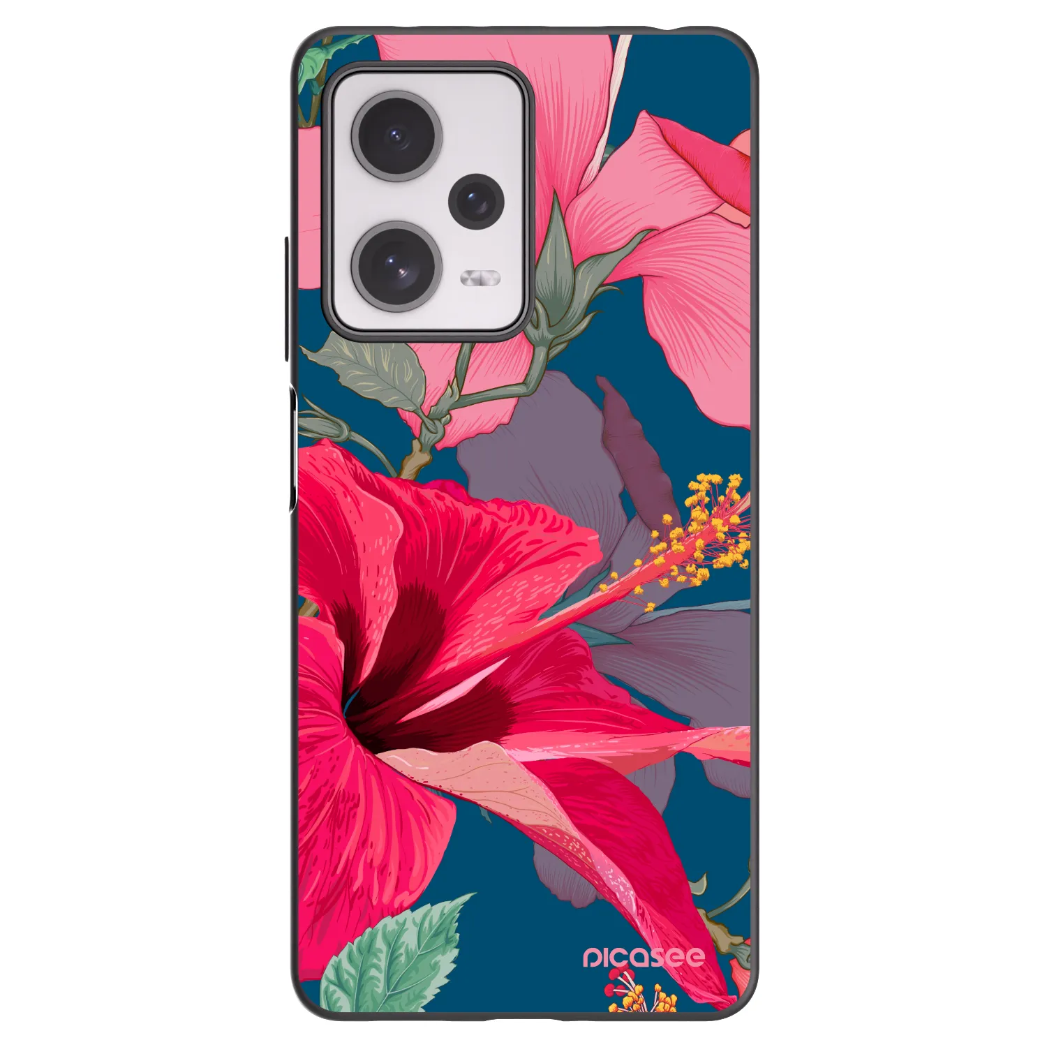 Picasee husă neagră din silicon pentru Xiaomi Redmi Note 12 Pro+ 5G - Hibiscus