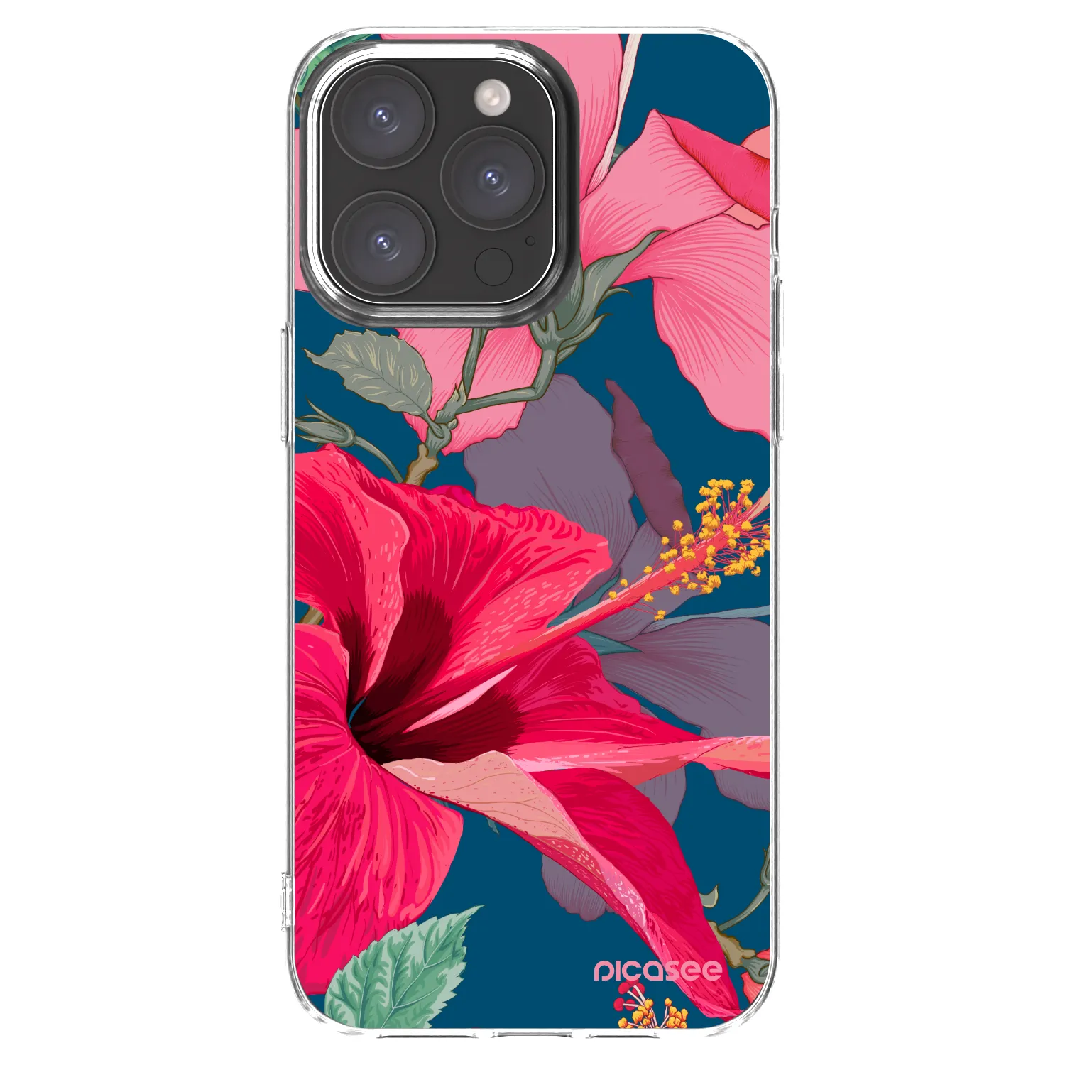Picasee husă transparentă din silicon pentru Apple iPhone 15 Pro Max - Hibiscus