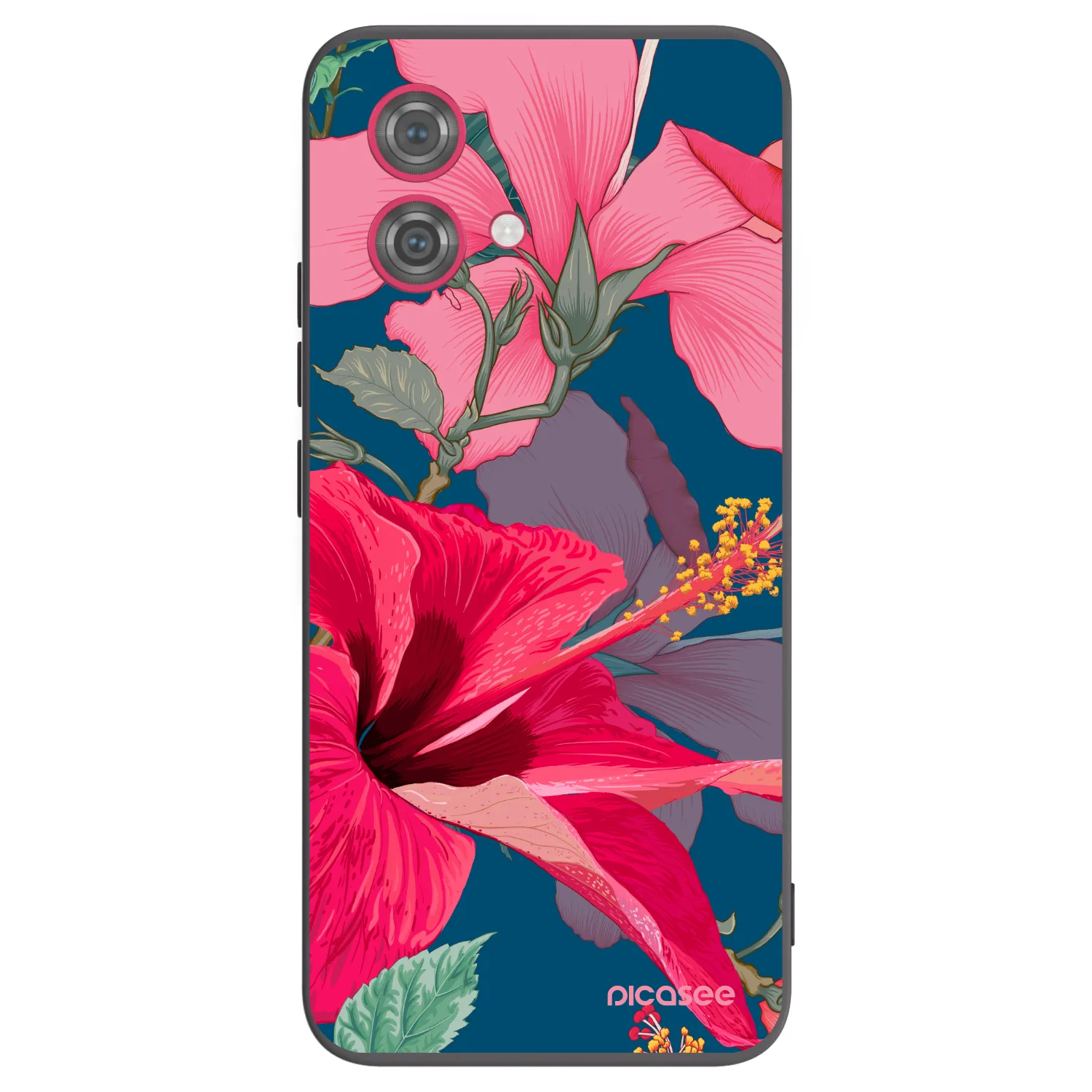 Picasee husă neagră din silicon pentru Motorola Moto G84 5G - Hibiscus