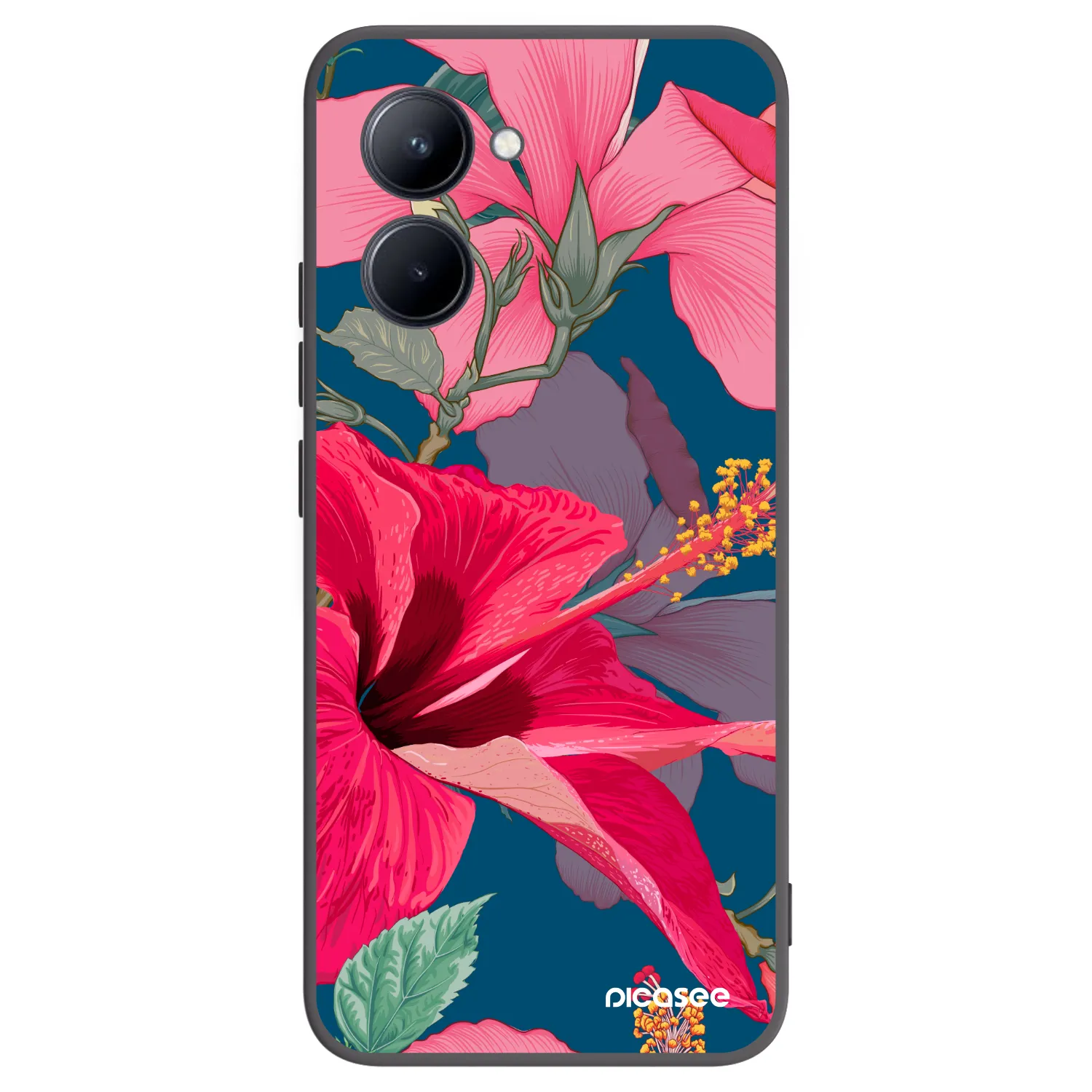 Picasee husă neagră din silicon pentru Realme C33 (2023) - Hibiscus