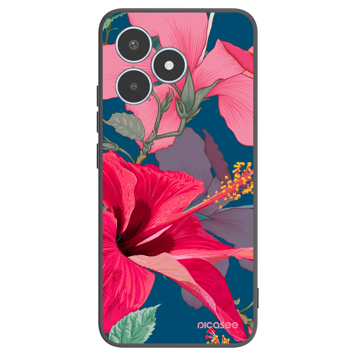 Picasee husă neagră din silicon pentru Realme C53 - Hibiscus