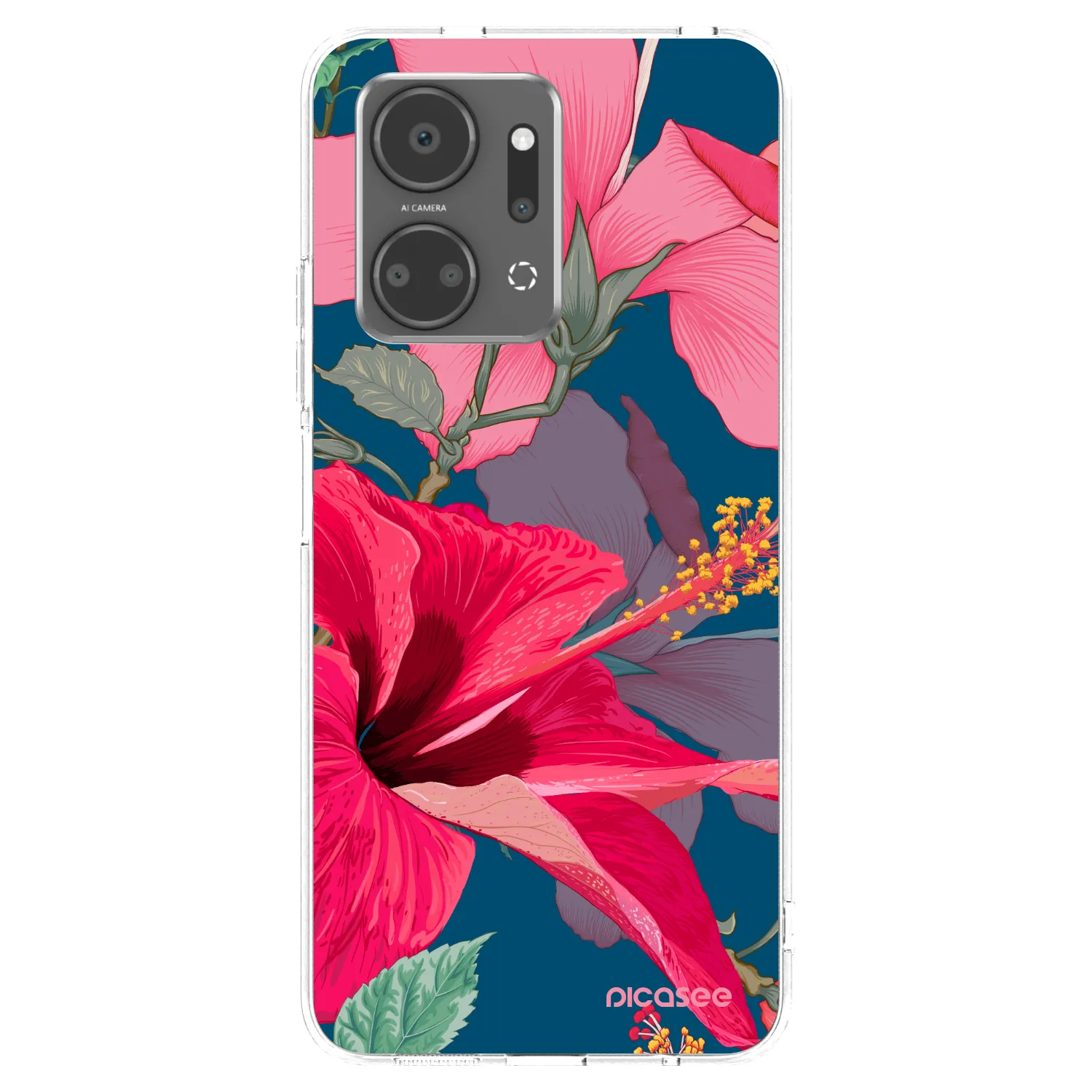 Picasee husă transparentă din silicon pentru Honor X7a - Hibiscus