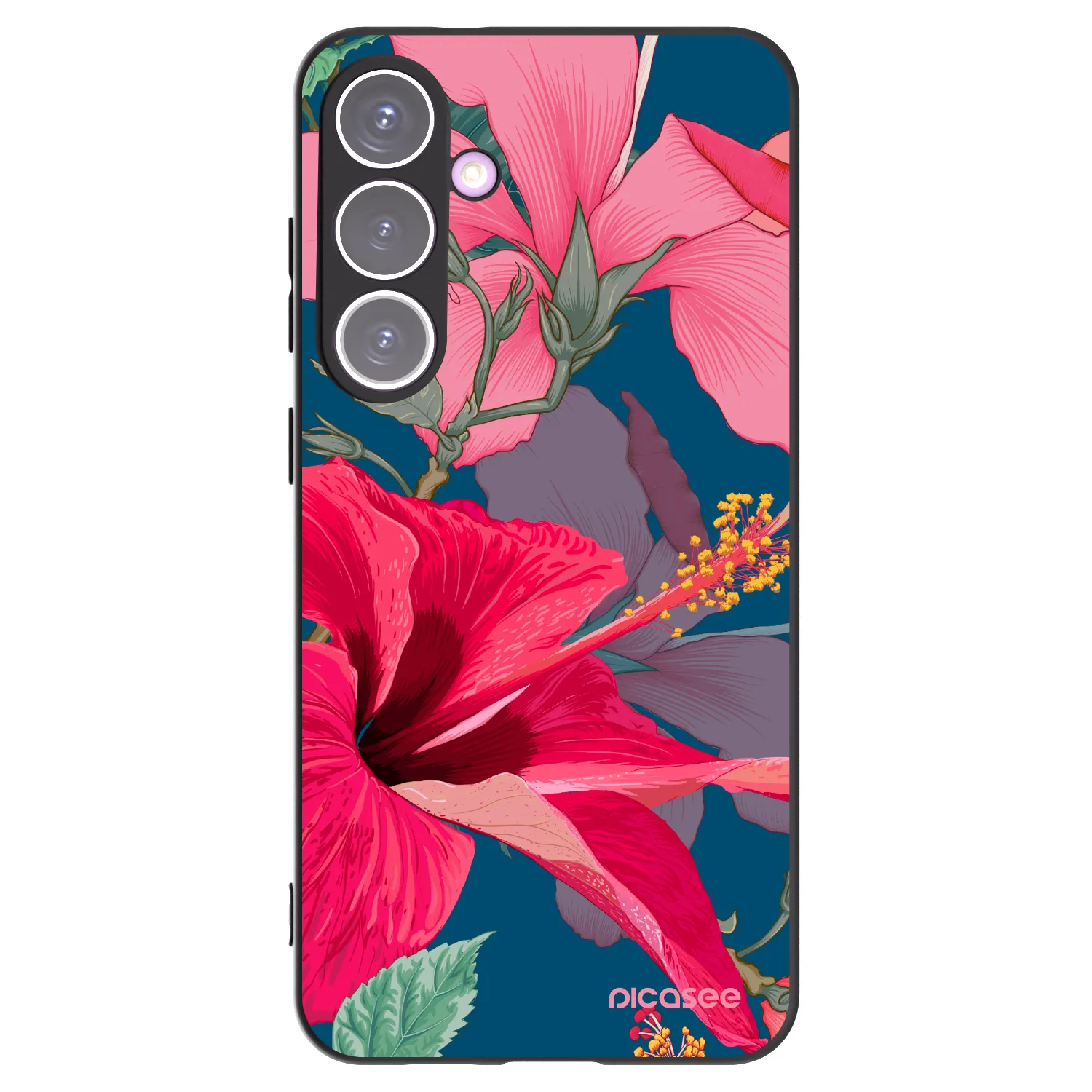 Picasee husă neagră din silicon pentru Samsung Galaxy S24+ S926B 5G - Hibiscus