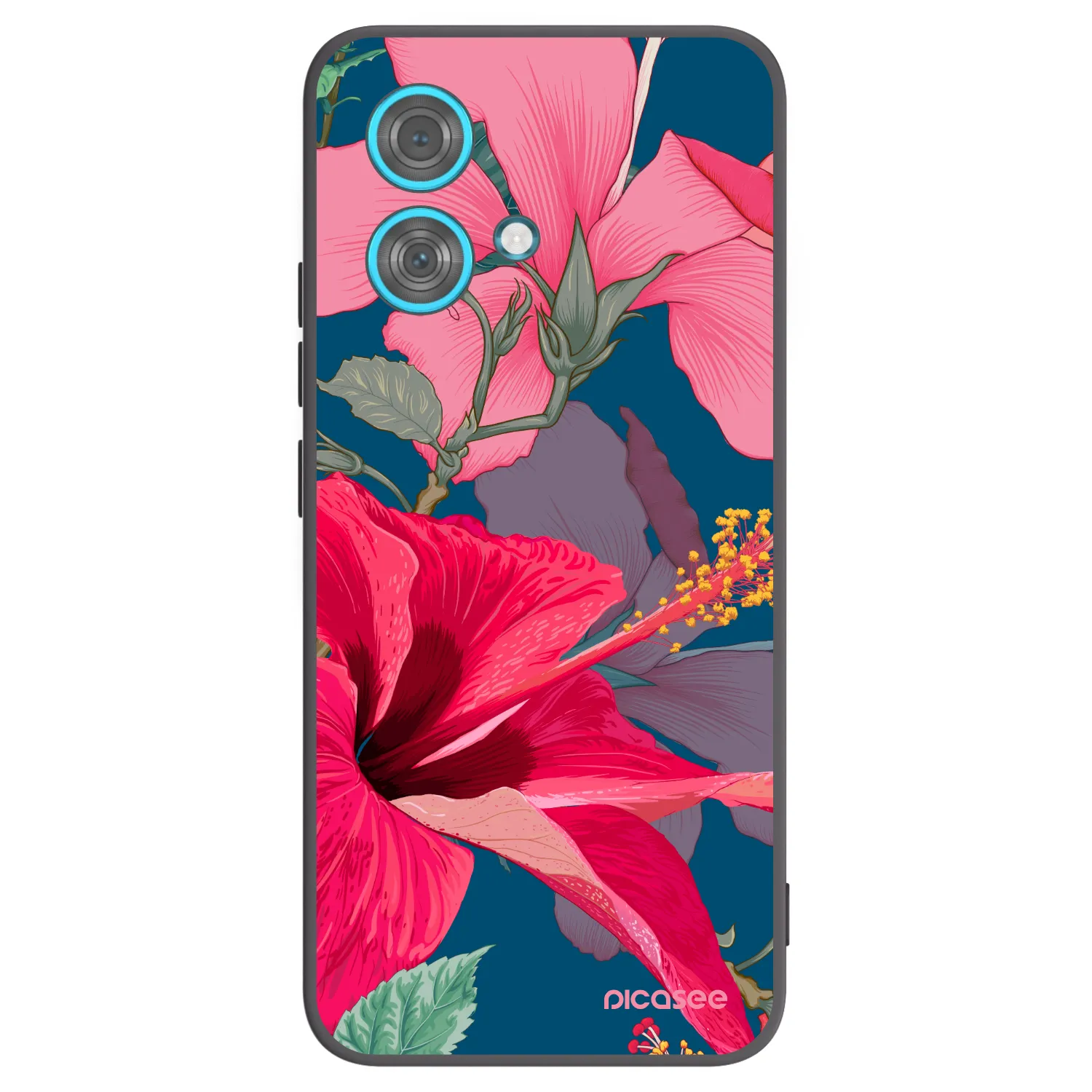 Picasee husă neagră din silicon pentru Motorola Edge 40 Neo - Hibiscus