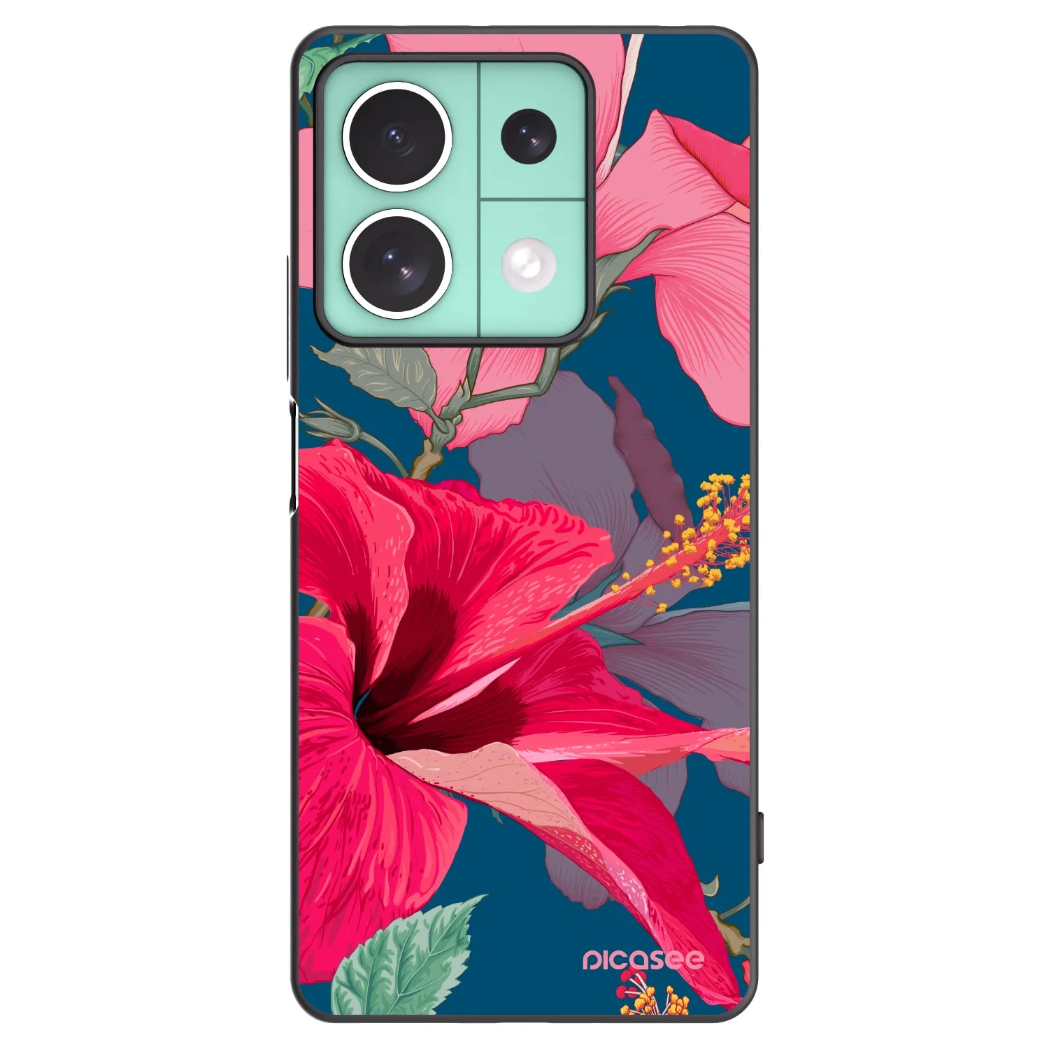 Picasee husă neagră din silicon pentru Xiaomi Redmi Note 13 5G - Hibiscus