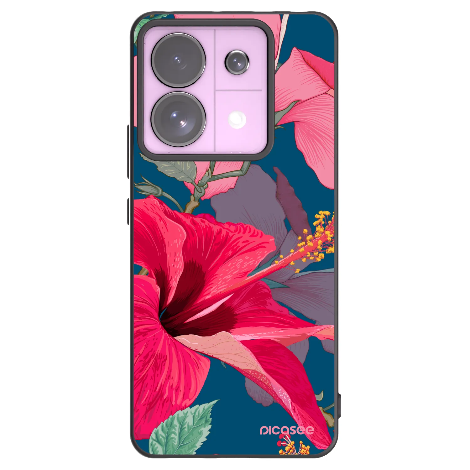 Picasee husă neagră din silicon pentru Xiaomi Redmi Note 13 Pro 5G - Hibiscus