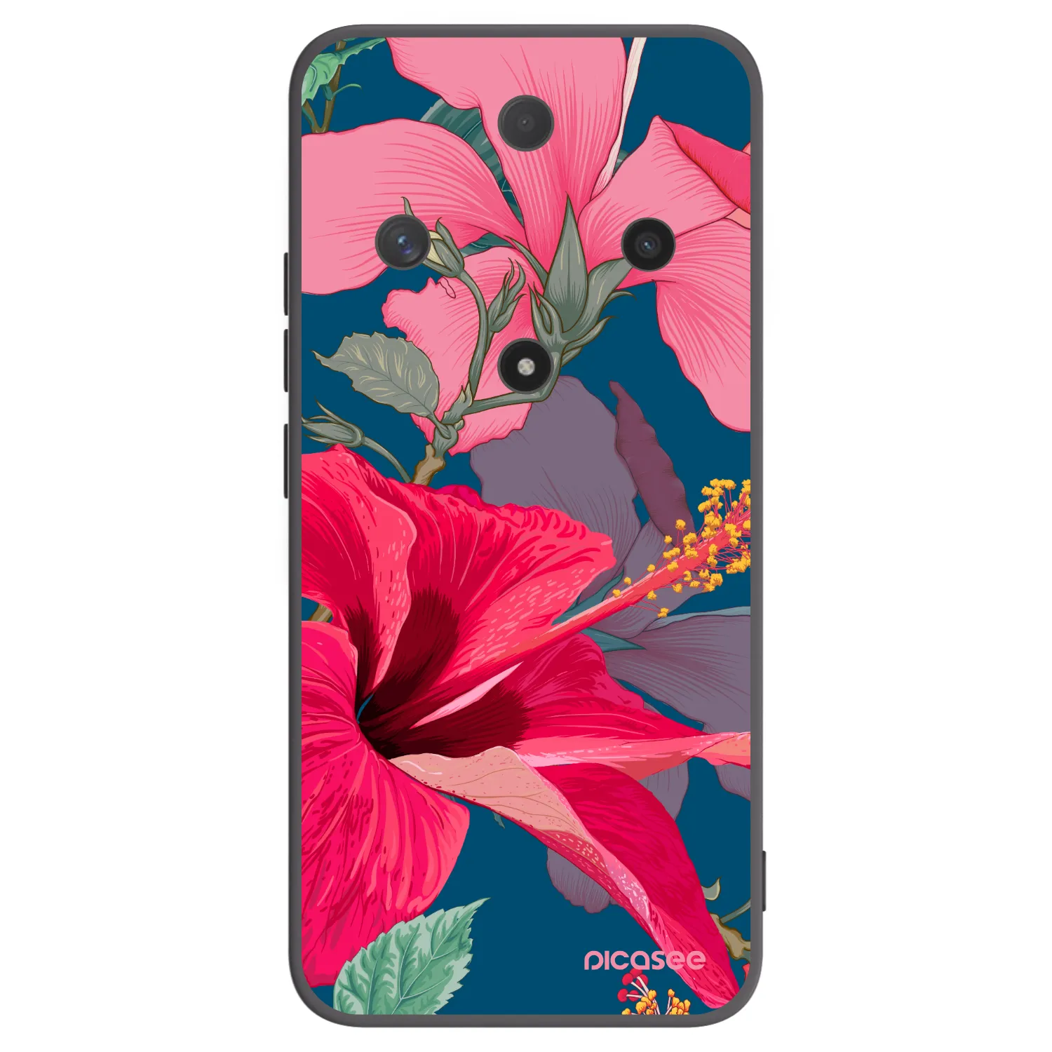 Picasee husă neagră din silicon pentru Honor Magic6 Lite 5G - Hibiscus