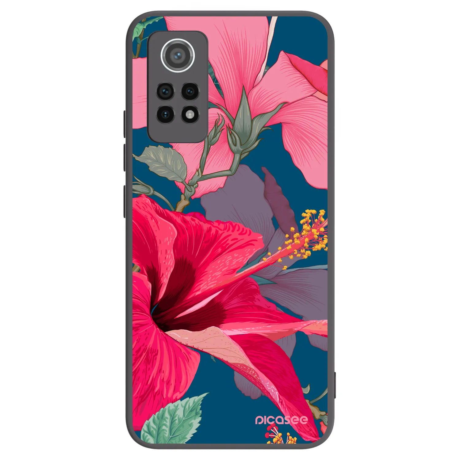 Picasee husă neagră din silicon pentru Xiaomi Redmi Note 12 Pro 4G - Hibiscus