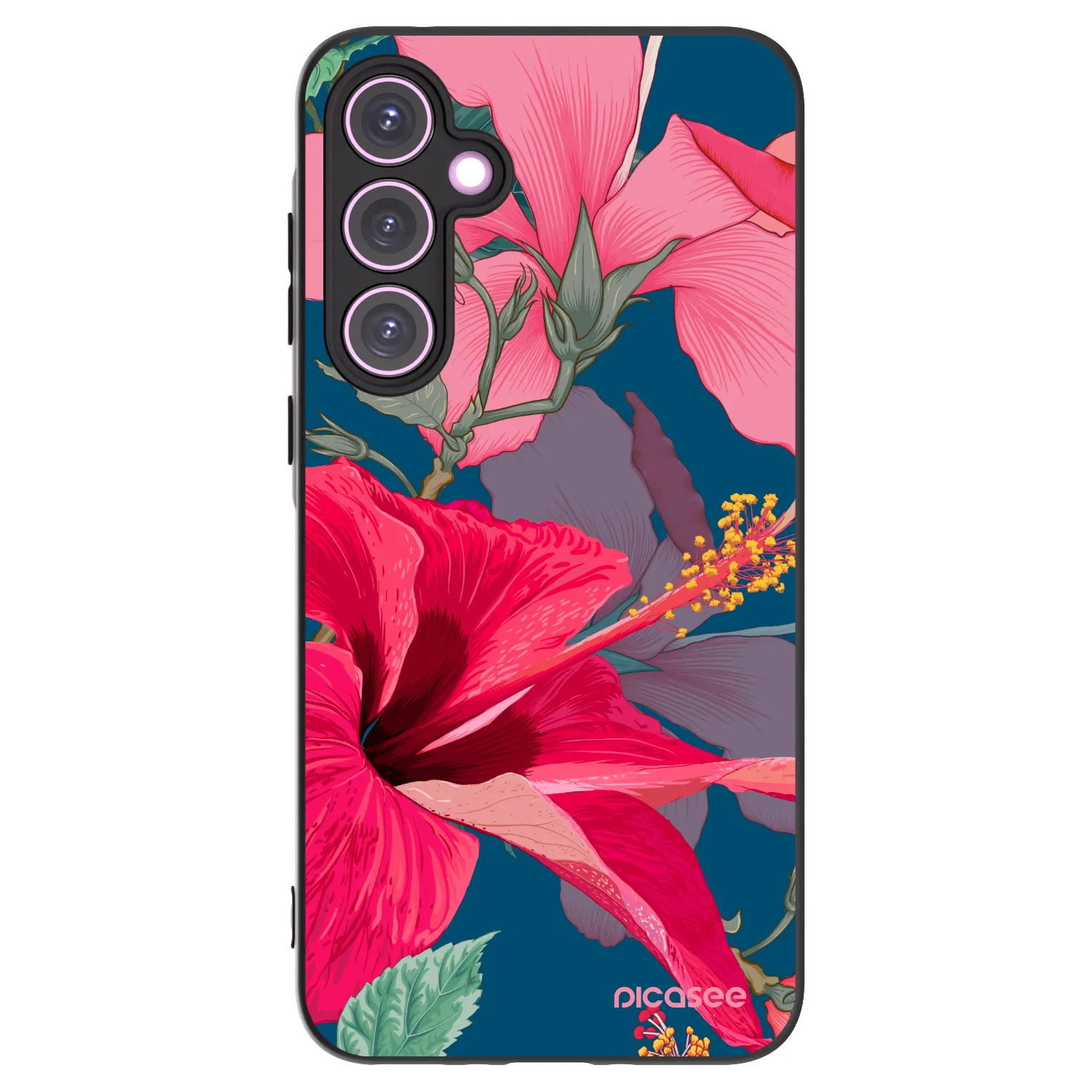 Picasee husă neagră din silicon pentru Samsung Galaxy A35 5G A356B - Hibiscus