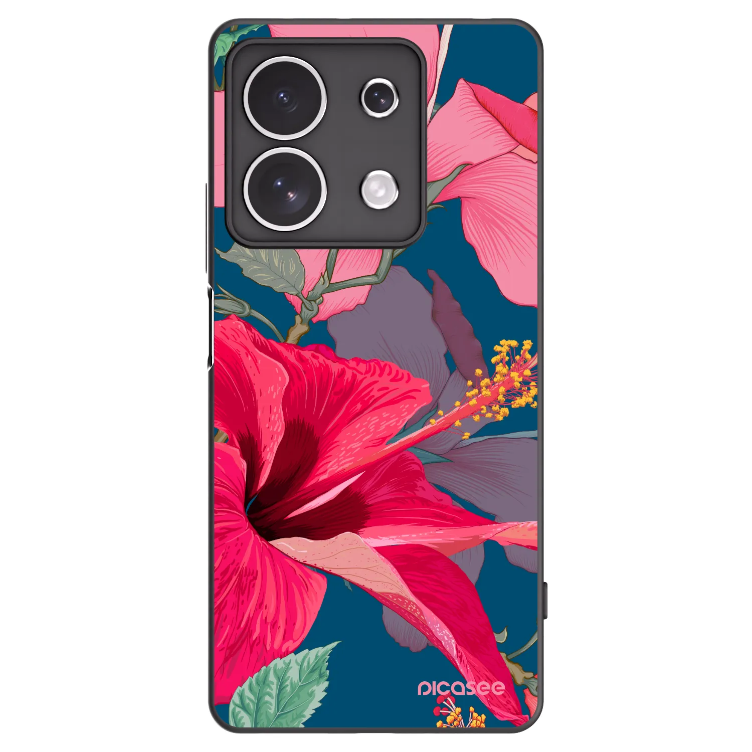 Picasee husă neagră din silicon pentru Xiaomi Redmi Note 13 4G - Hibiscus