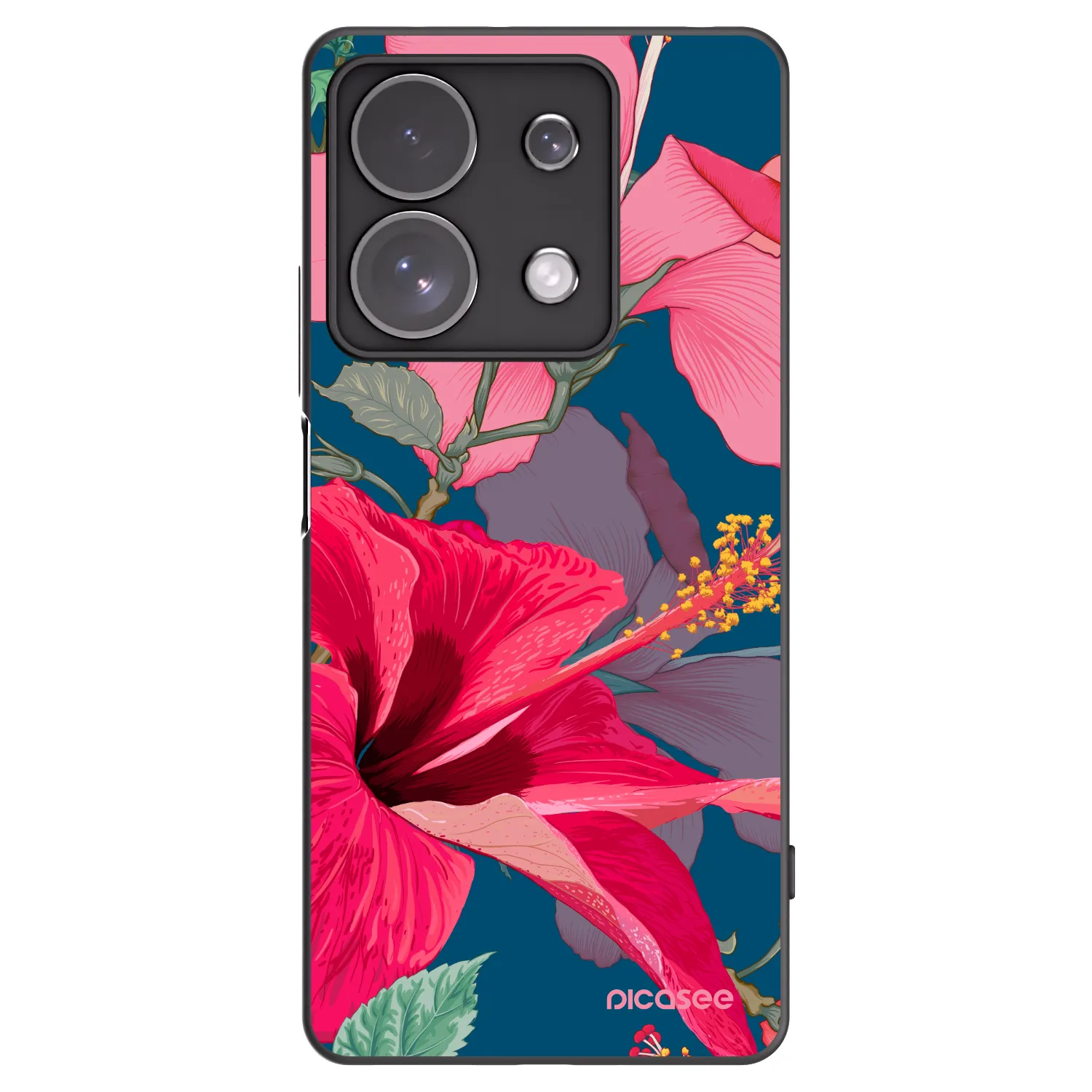 Picasee husă neagră din silicon pentru Xiaomi Redmi Note 13 Pro 4G - Hibiscus