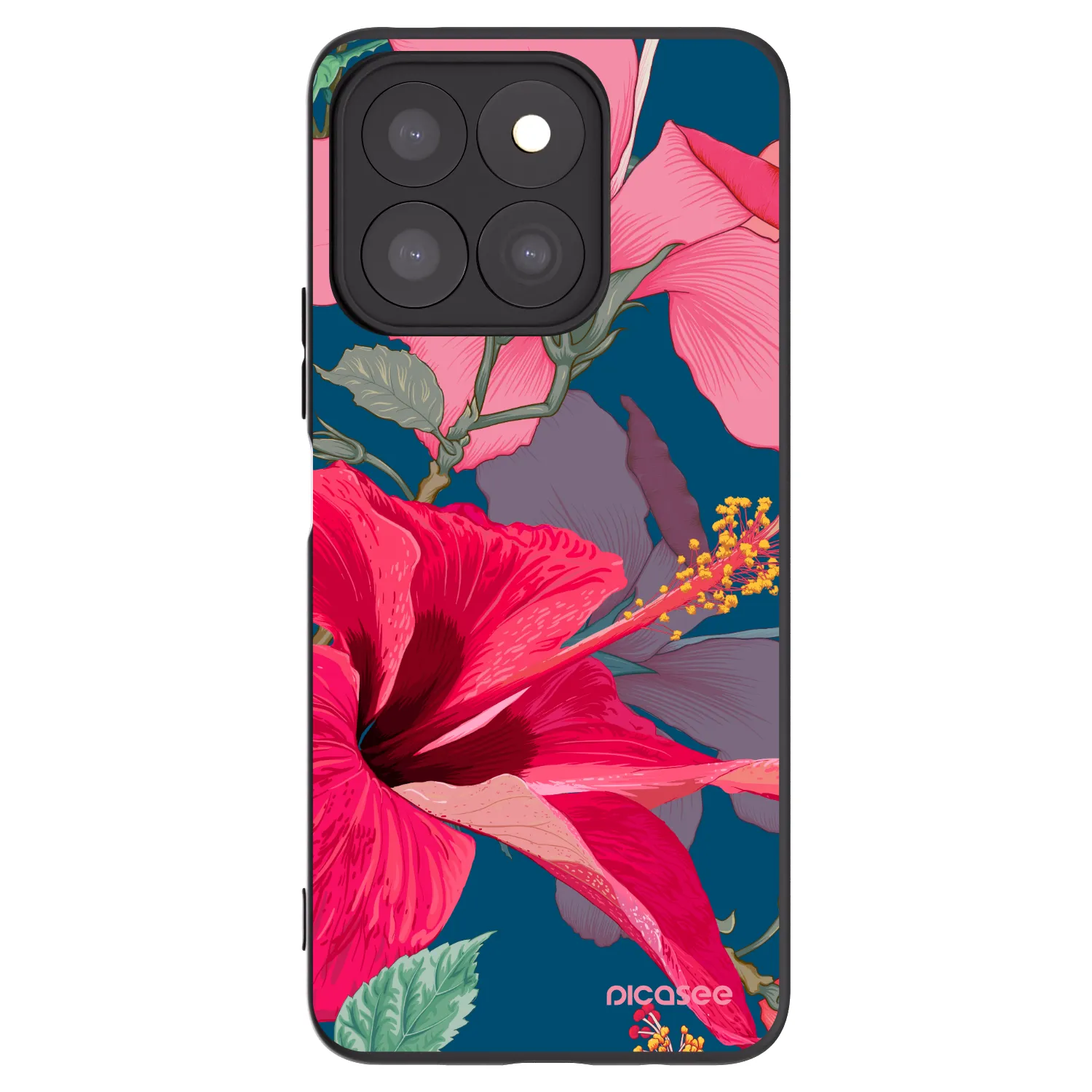 Picasee husă neagră din silicon pentru Honor X8b - Hibiscus