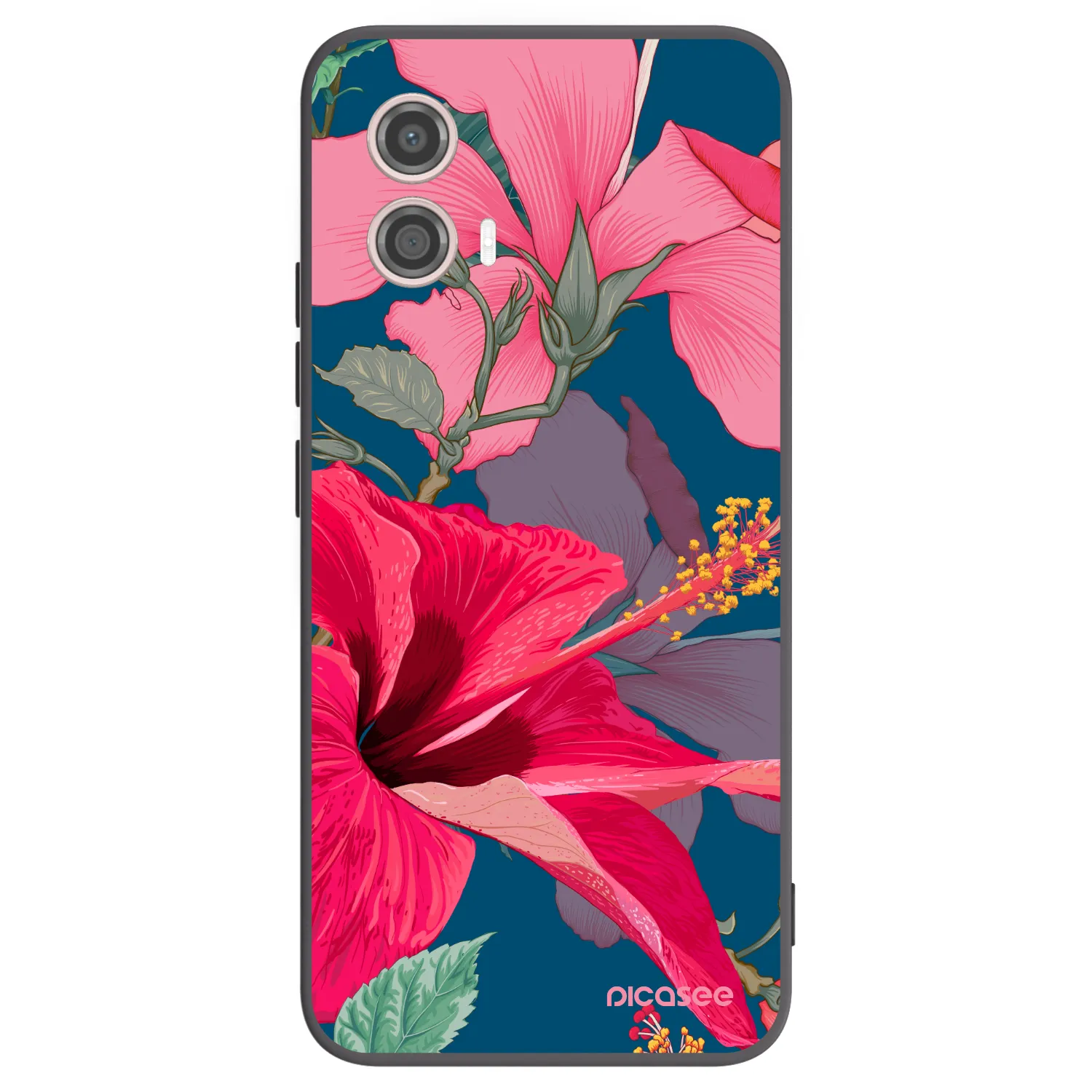 Picasee husă neagră din silicon pentru Motorola Moto G53 5G - Hibiscus