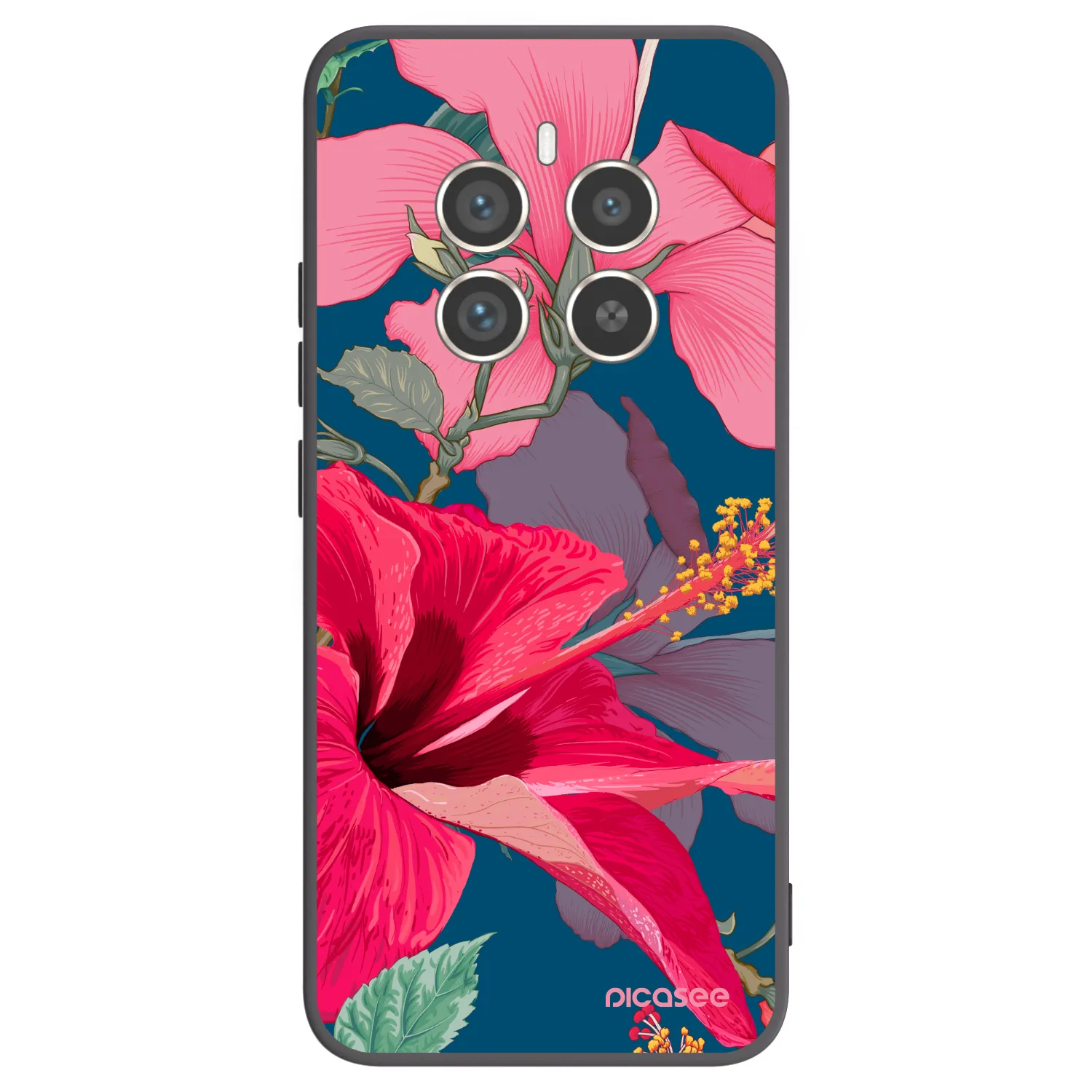 Picasee husă neagră din silicon pentru Realme 12 Pro 5G - Hibiscus