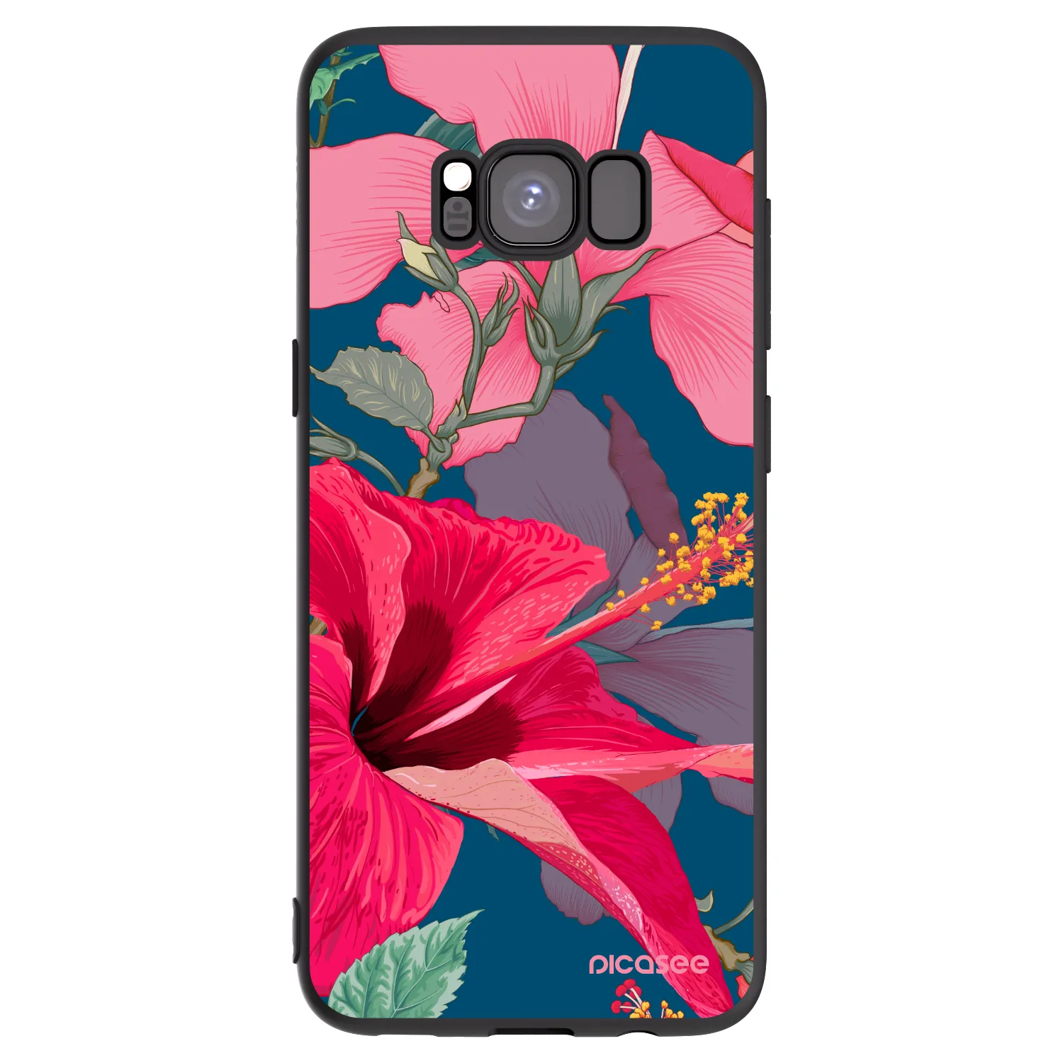 Picasee husă neagră din silicon pentru Samsung Galaxy S8 G950F - Hibiscus