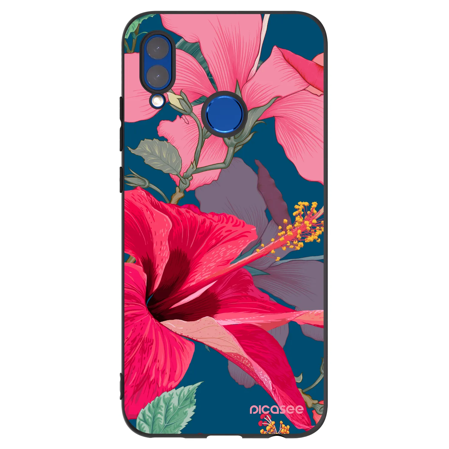 Picasee husă neagră din silicon pentru Honor 10 Lite - Hibiscus