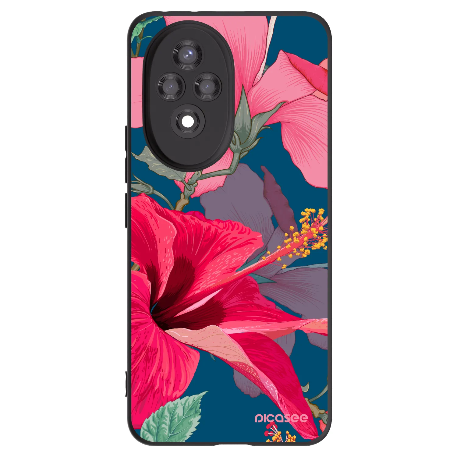 Picasee husă neagră din silicon pentru Honor 200 5G - Hibiscus