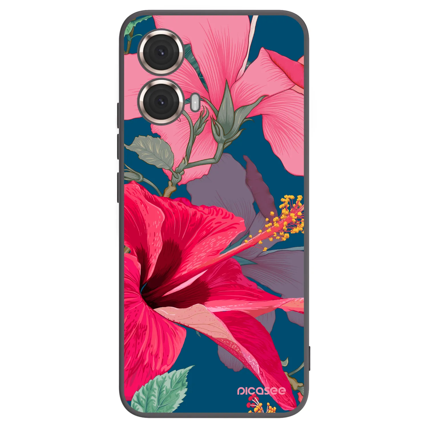 Picasee husă neagră din silicon pentru Motorola Moto G85 - Hibiscus