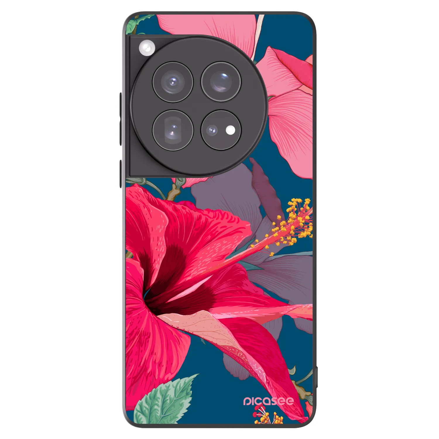 Picasee husă neagră din silicon pentru OnePlus 12 5G - Hibiscus