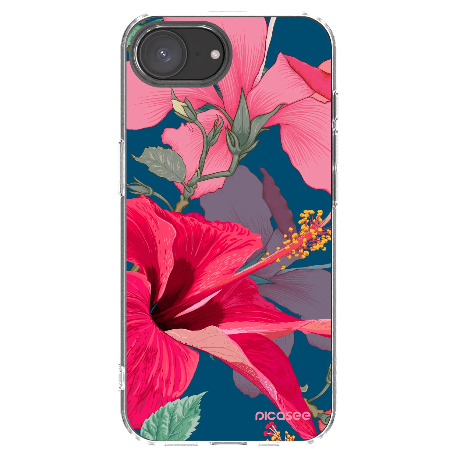 Picasee husă transparentă din silicon pentru Apple iPhone 16e - Hibiscus
