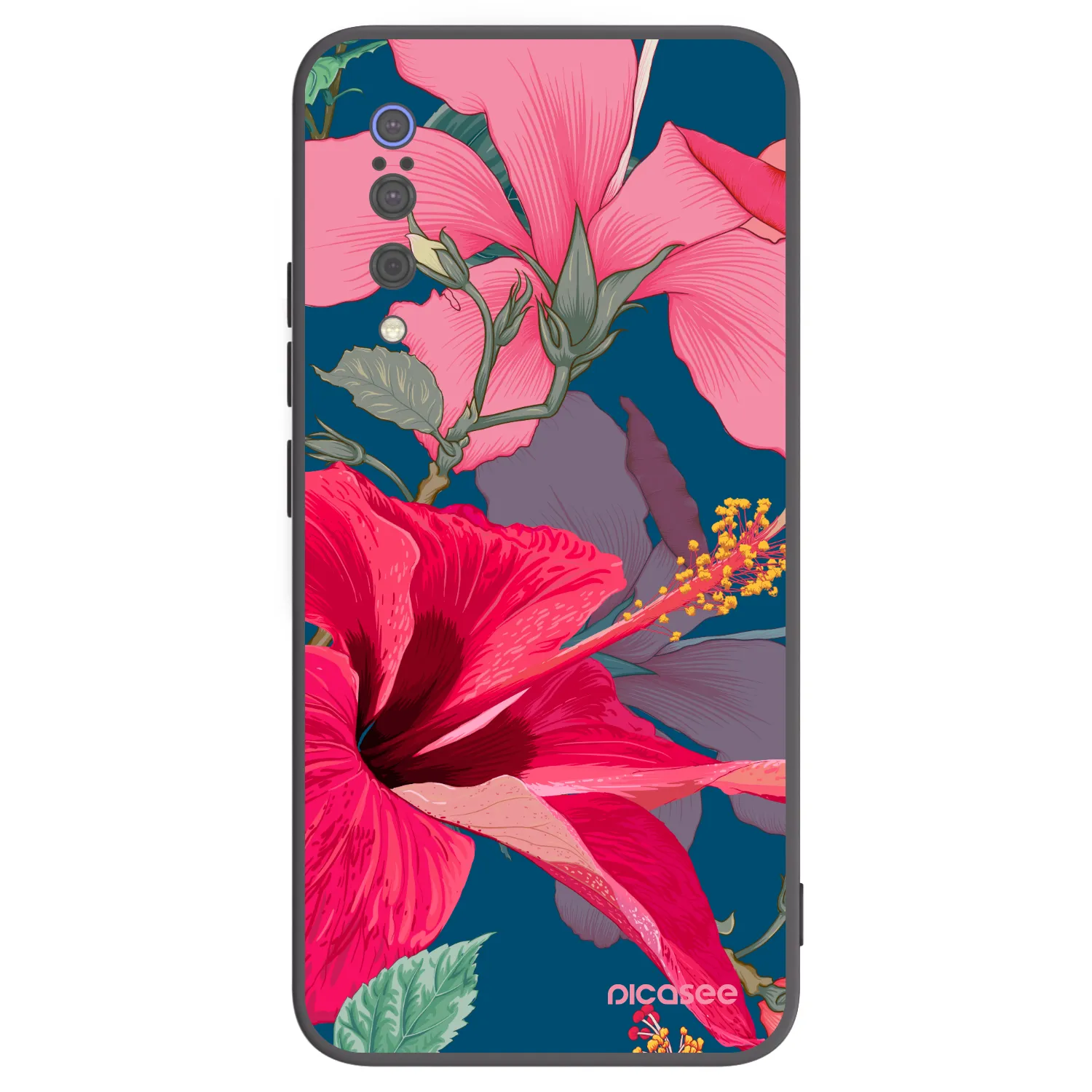 Picasee husă neagră din silicon pentru Xiaomi Mi 9 - Hibiscus